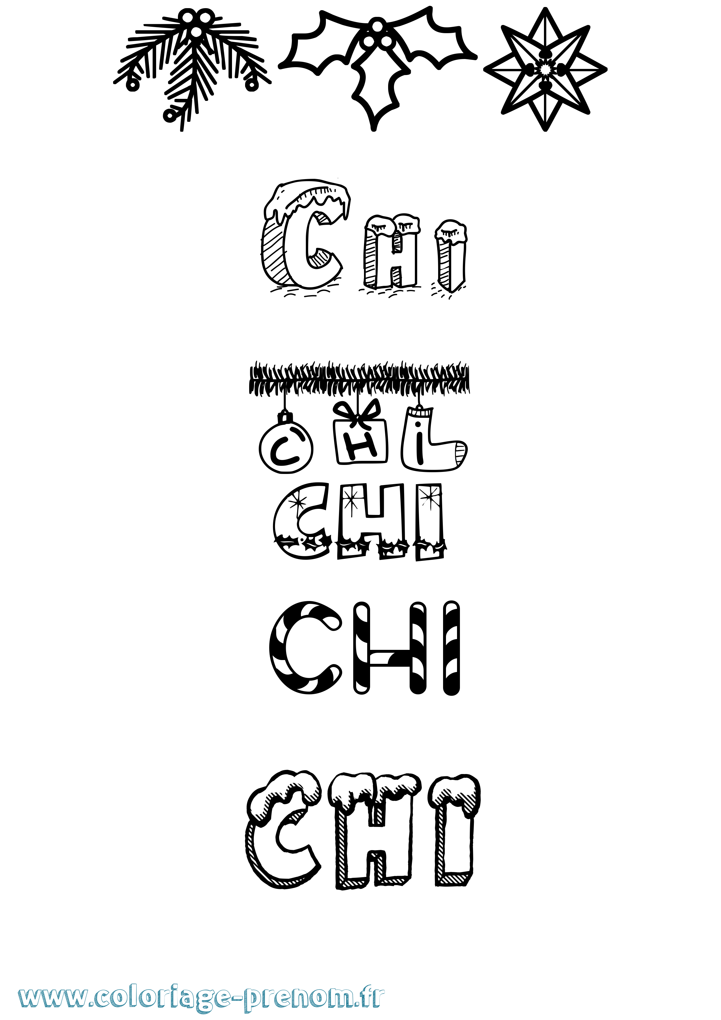 Coloriage Chi Noël Coloriage prénom Chi Noël