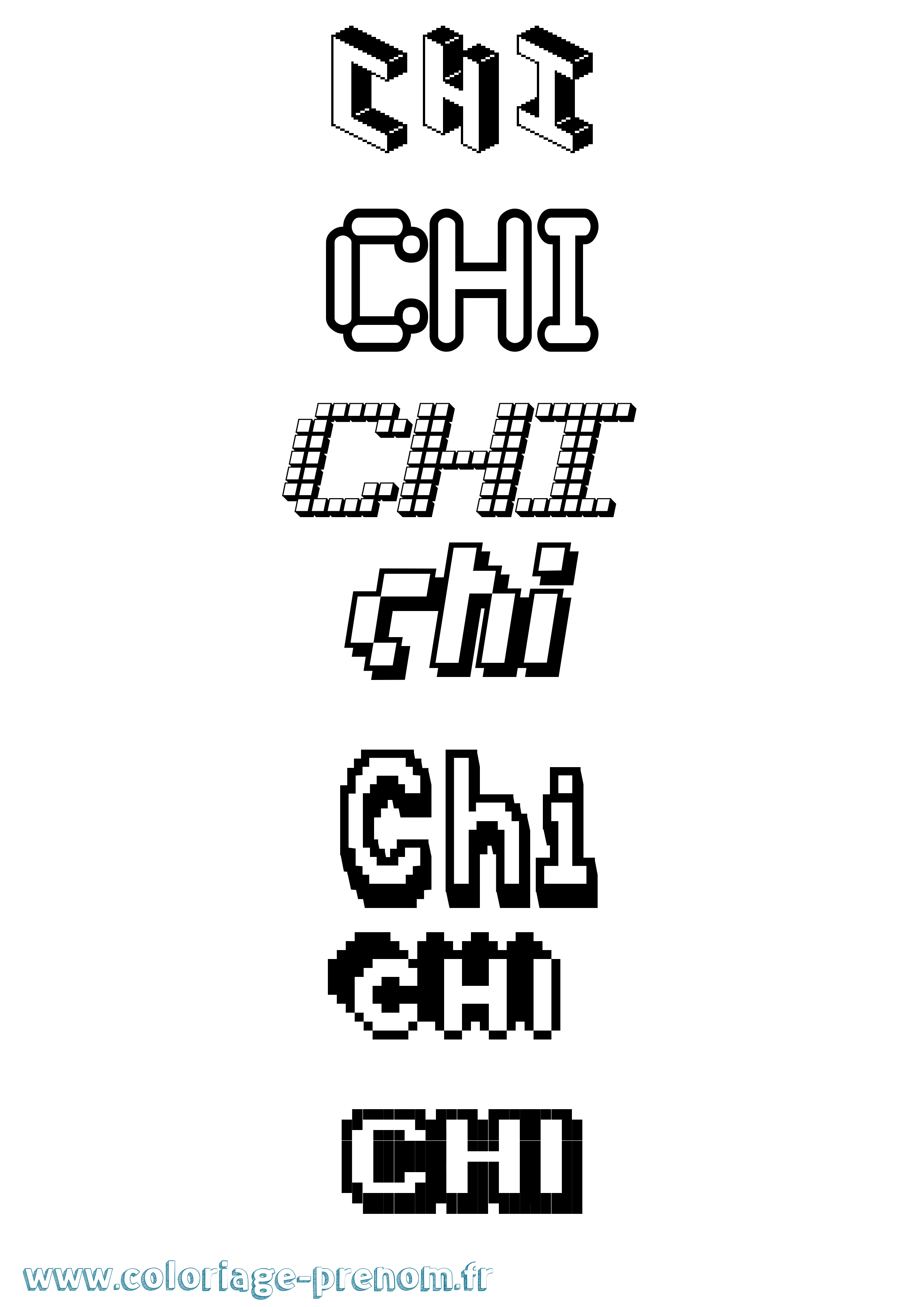 Coloriage Chi Pixel Coloriage prénom Chi Pixel