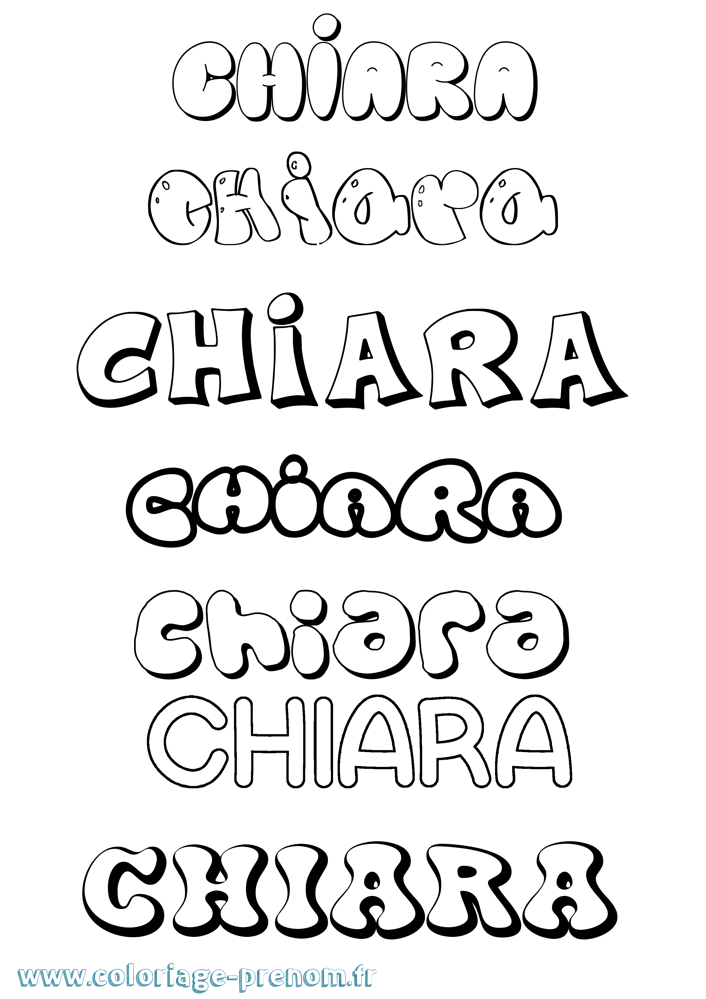 Coloriage Chiara Bubble Coloriage prénom Chiara Bubble