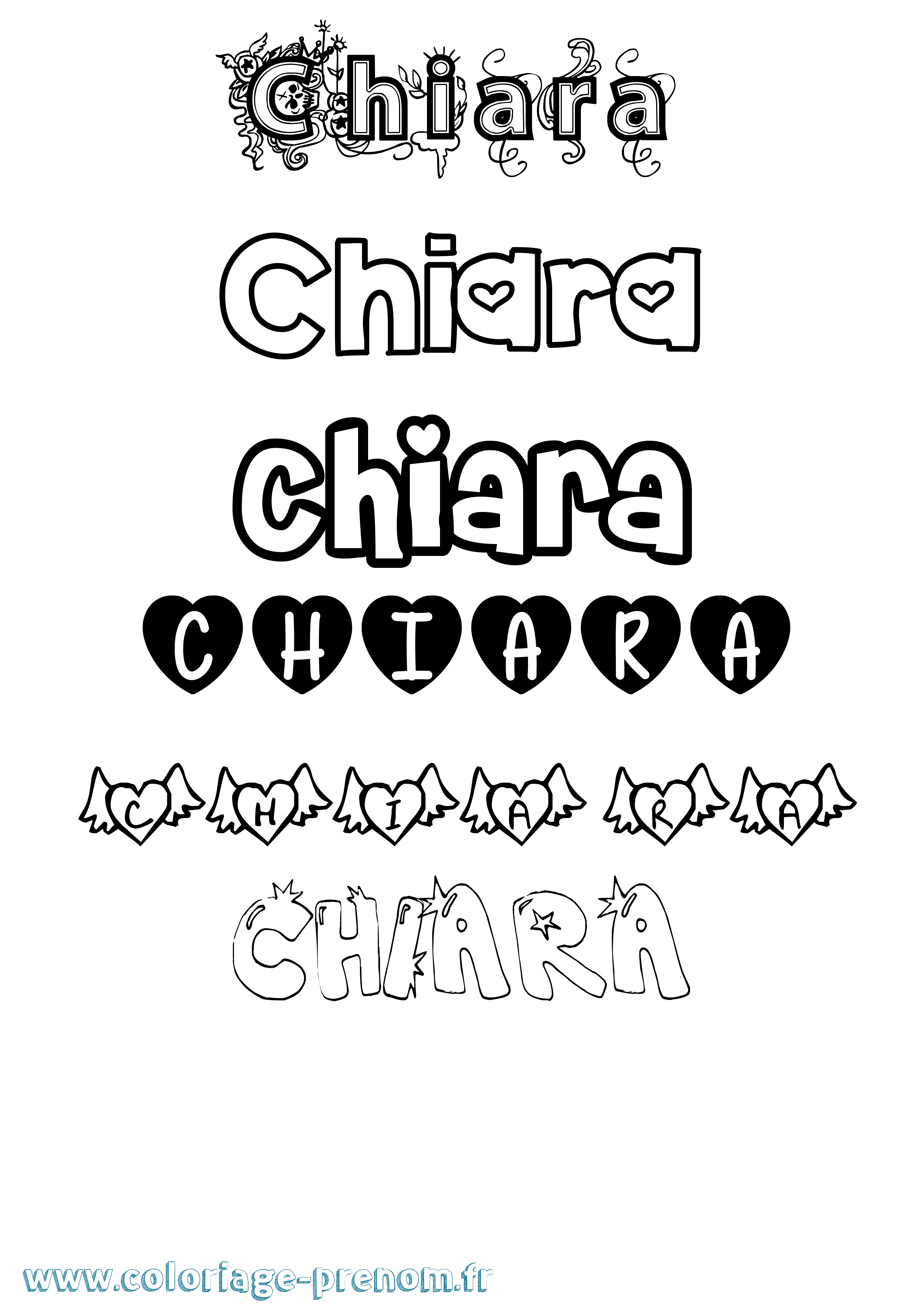 Coloriage Chiara Girly Coloriage prénom Chiara Girly