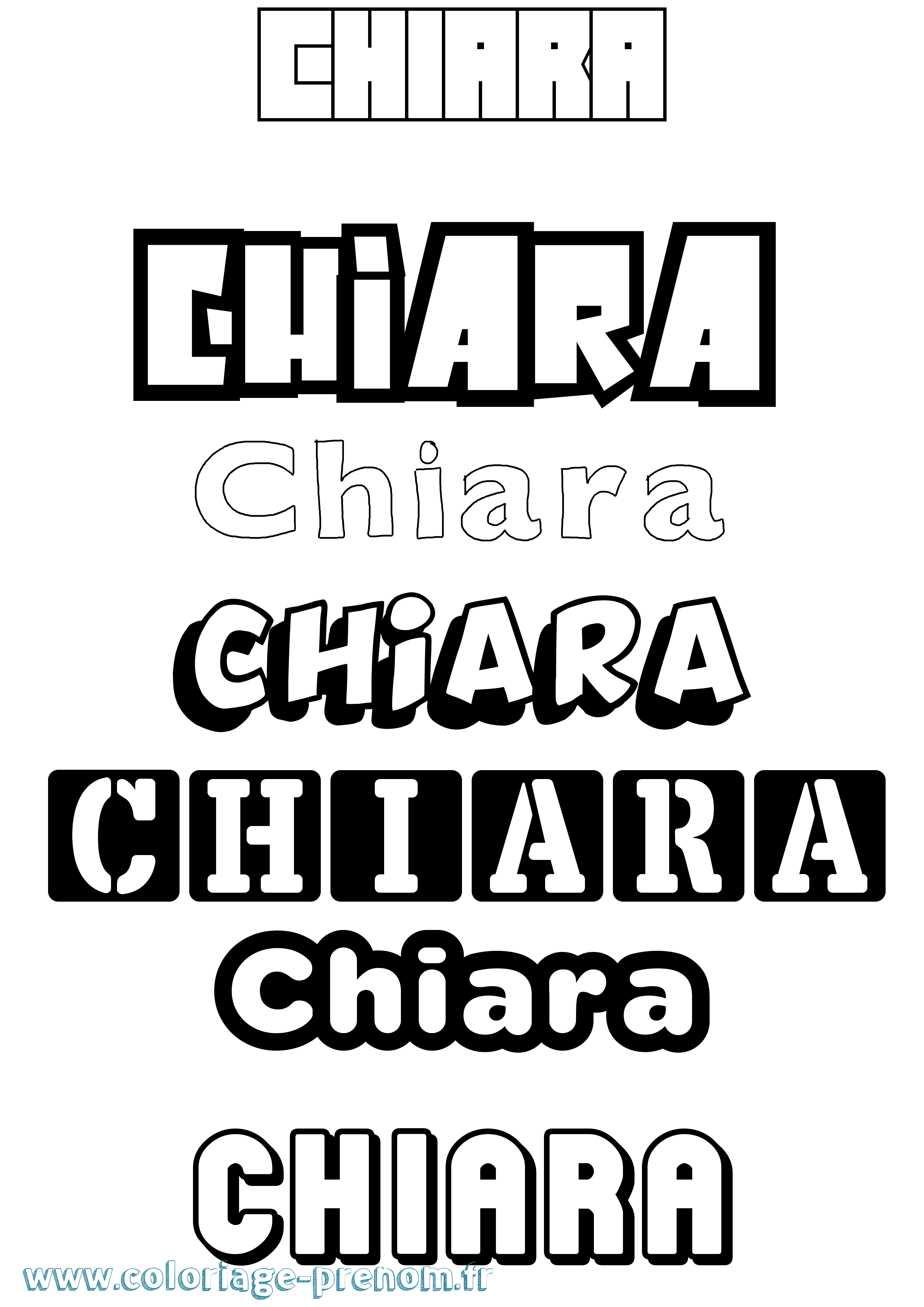 Coloriage Chiara Simple Coloriage prénom Chiara Simple