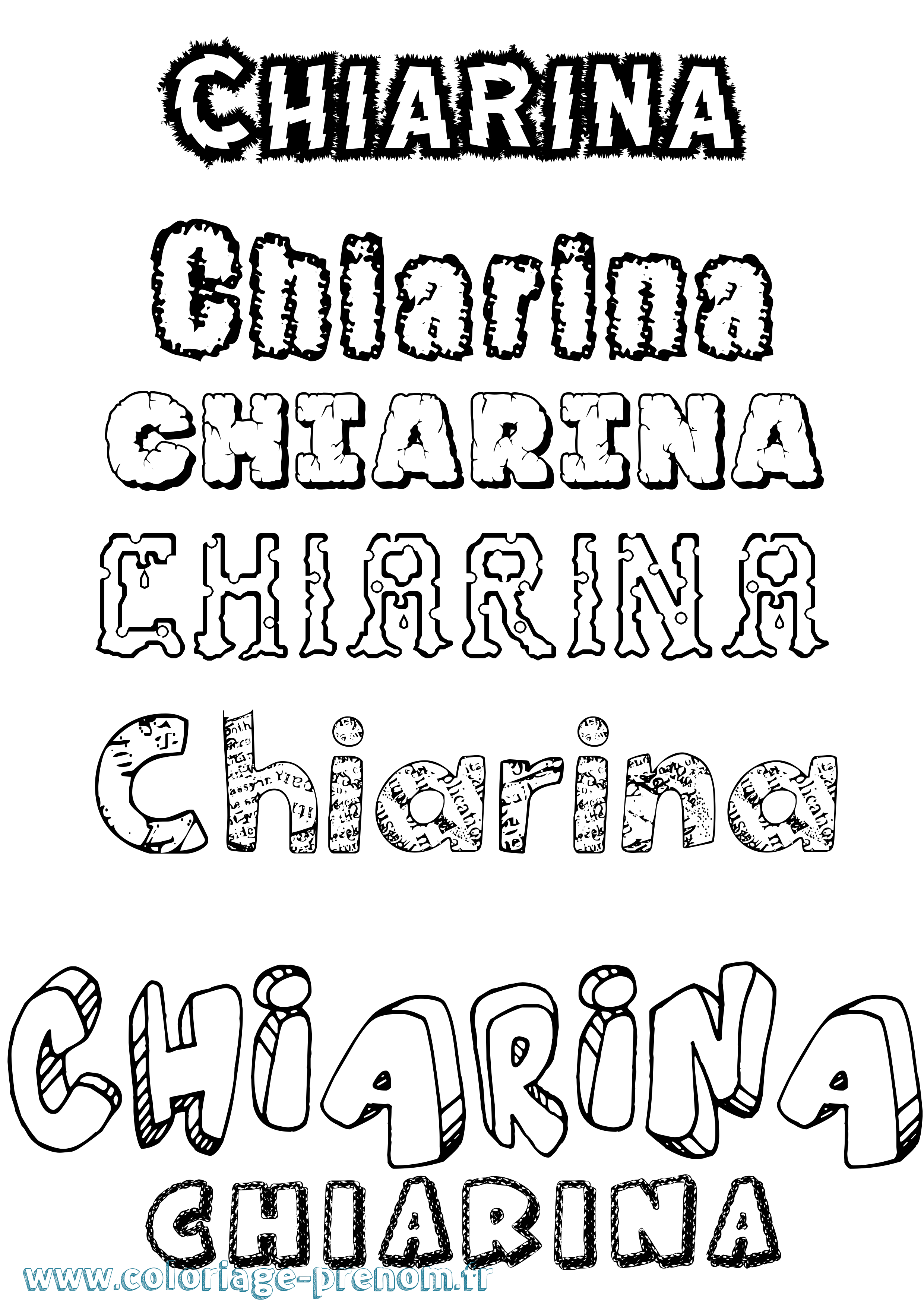 Coloriage prénom Chiarina Destructuré