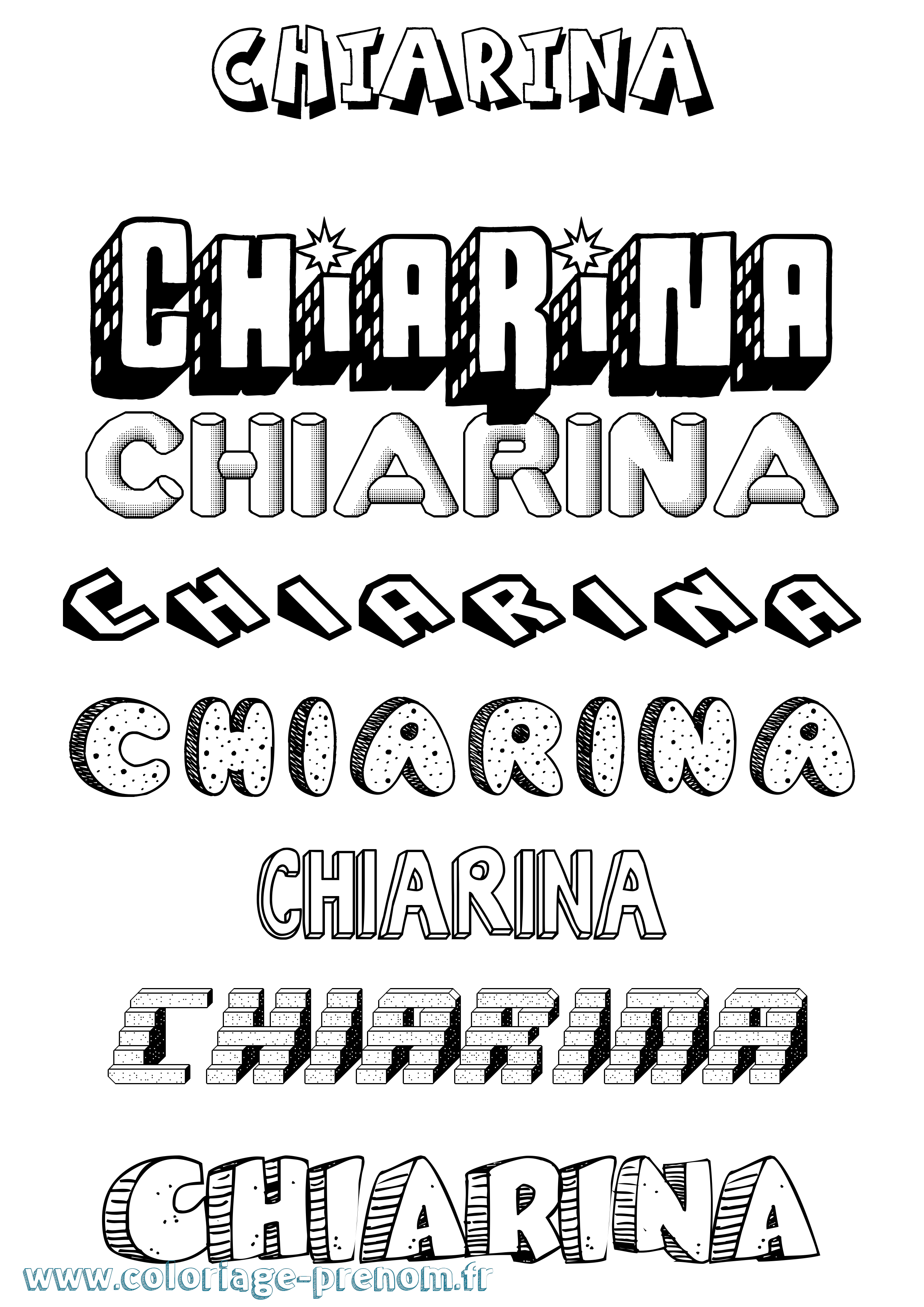 Coloriage prénom Chiarina Effet 3D