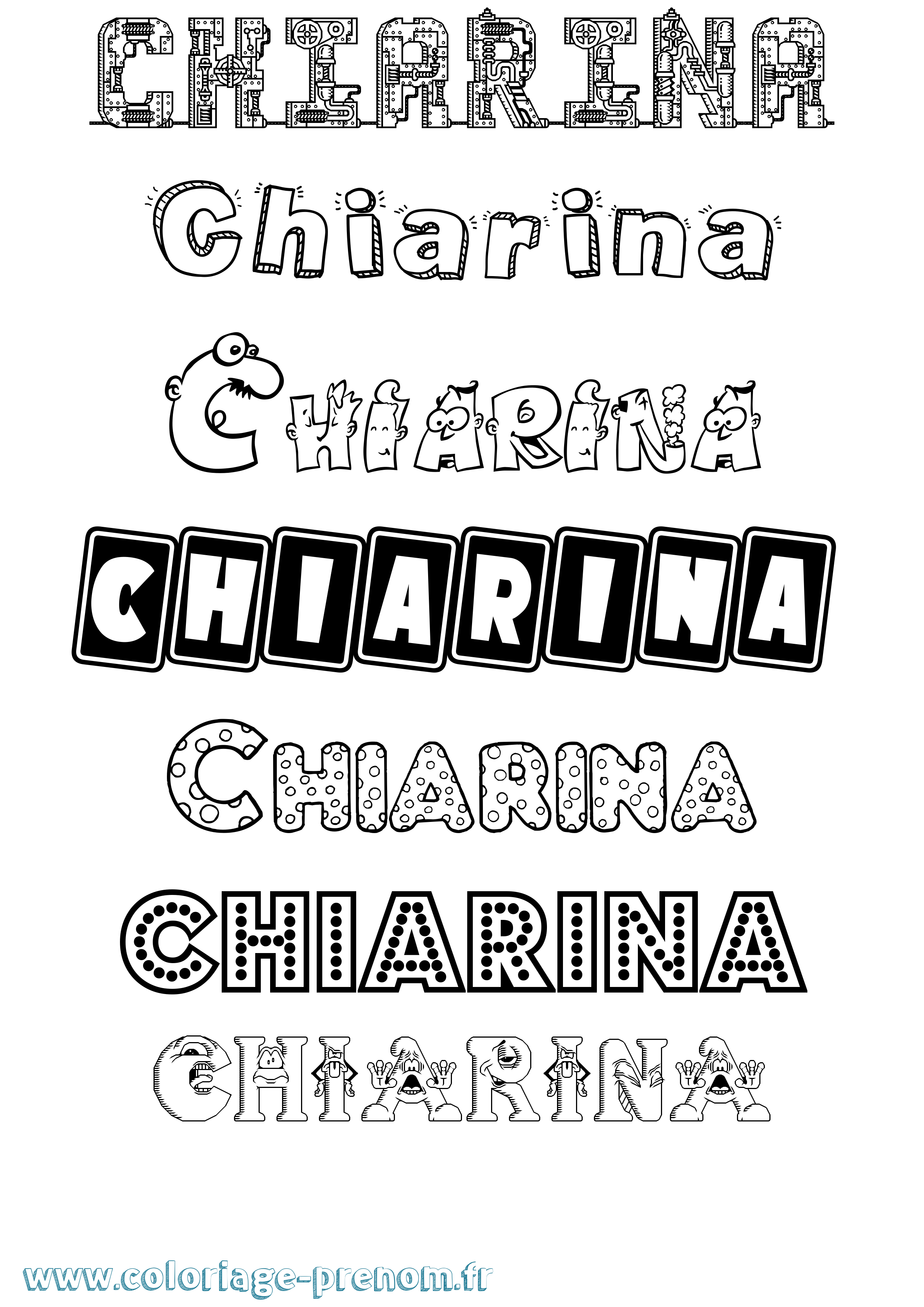 Coloriage prénom Chiarina Fun