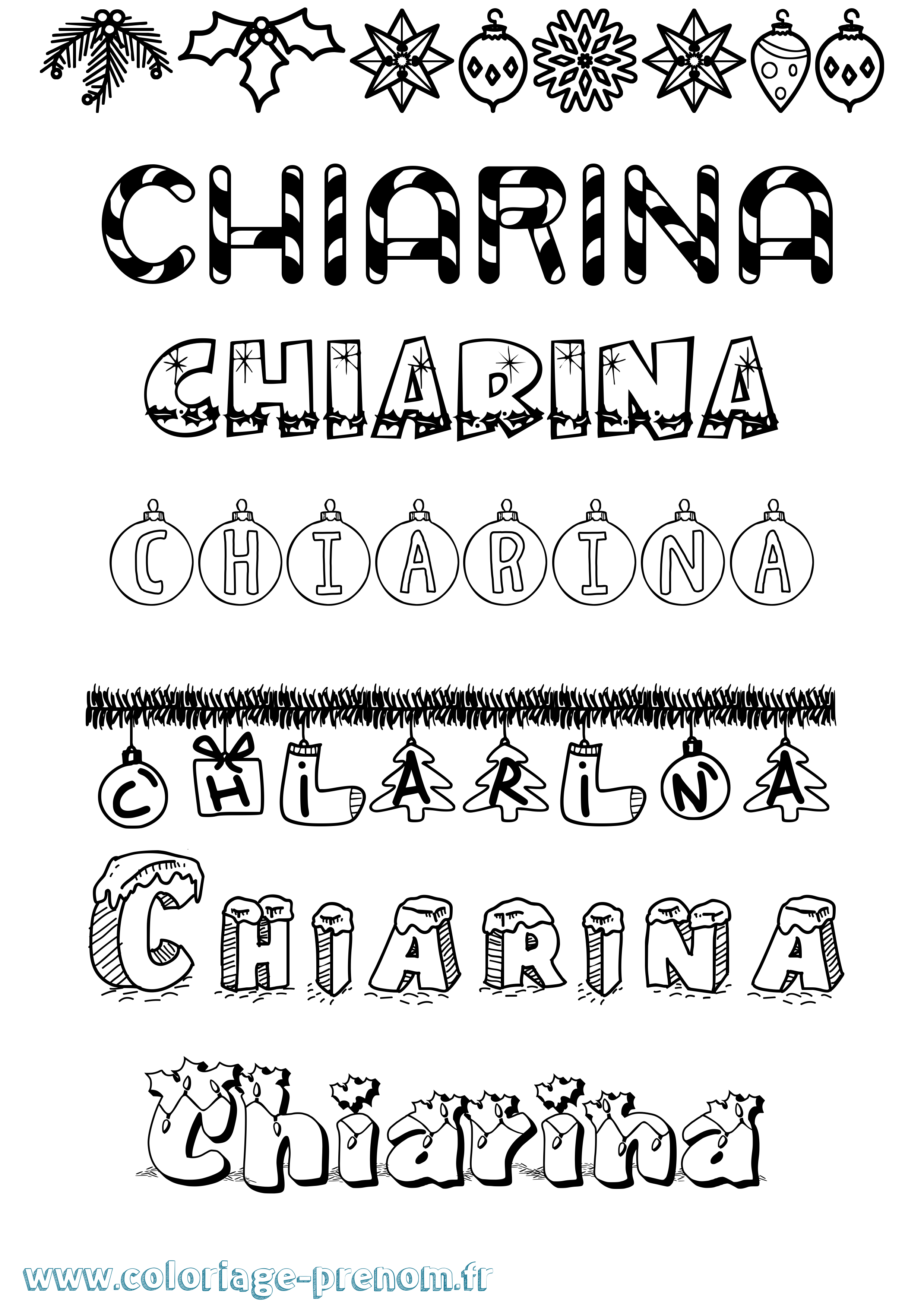 Coloriage prénom Chiarina Noël