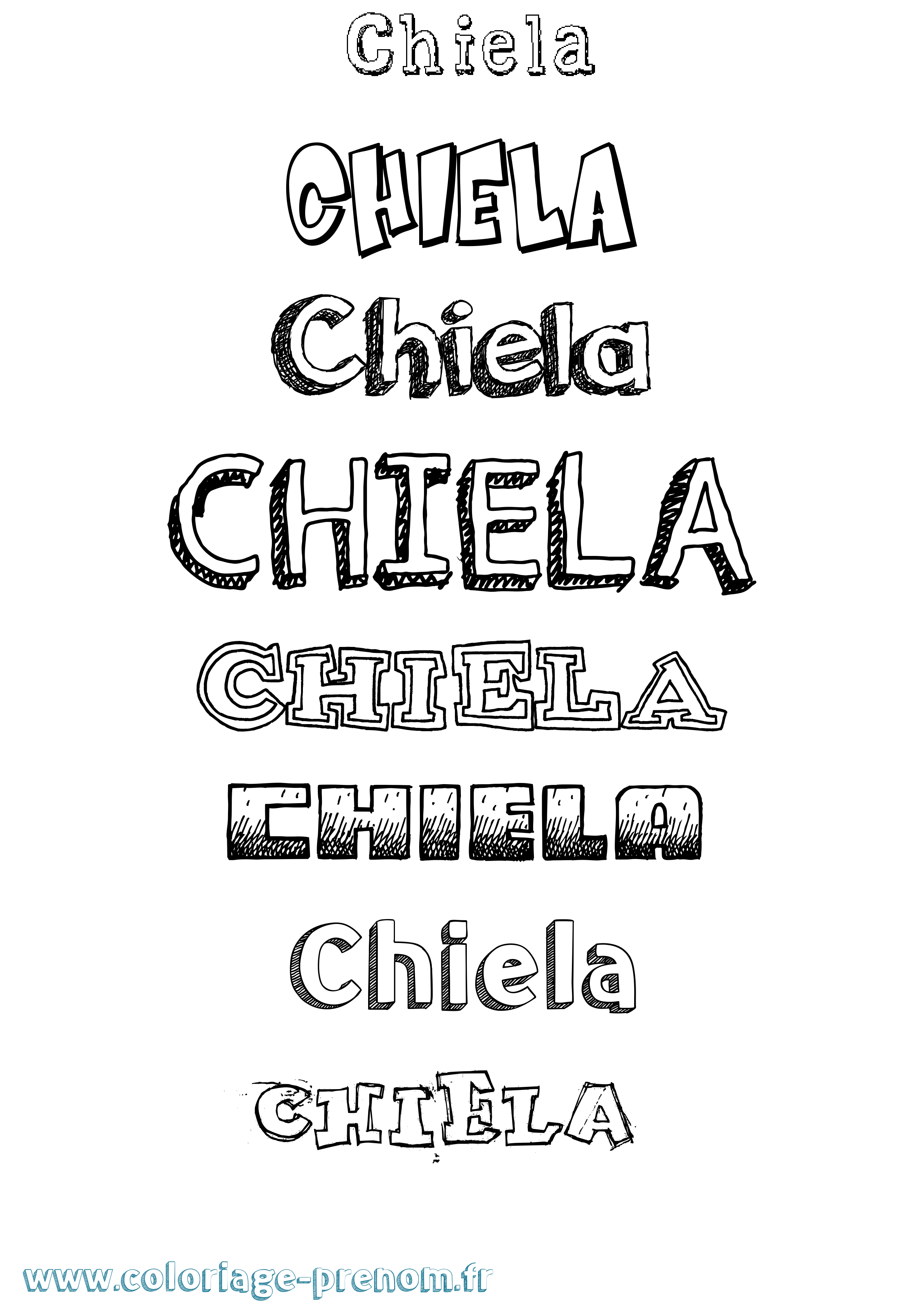 Coloriage prénom Chiela Dessiné