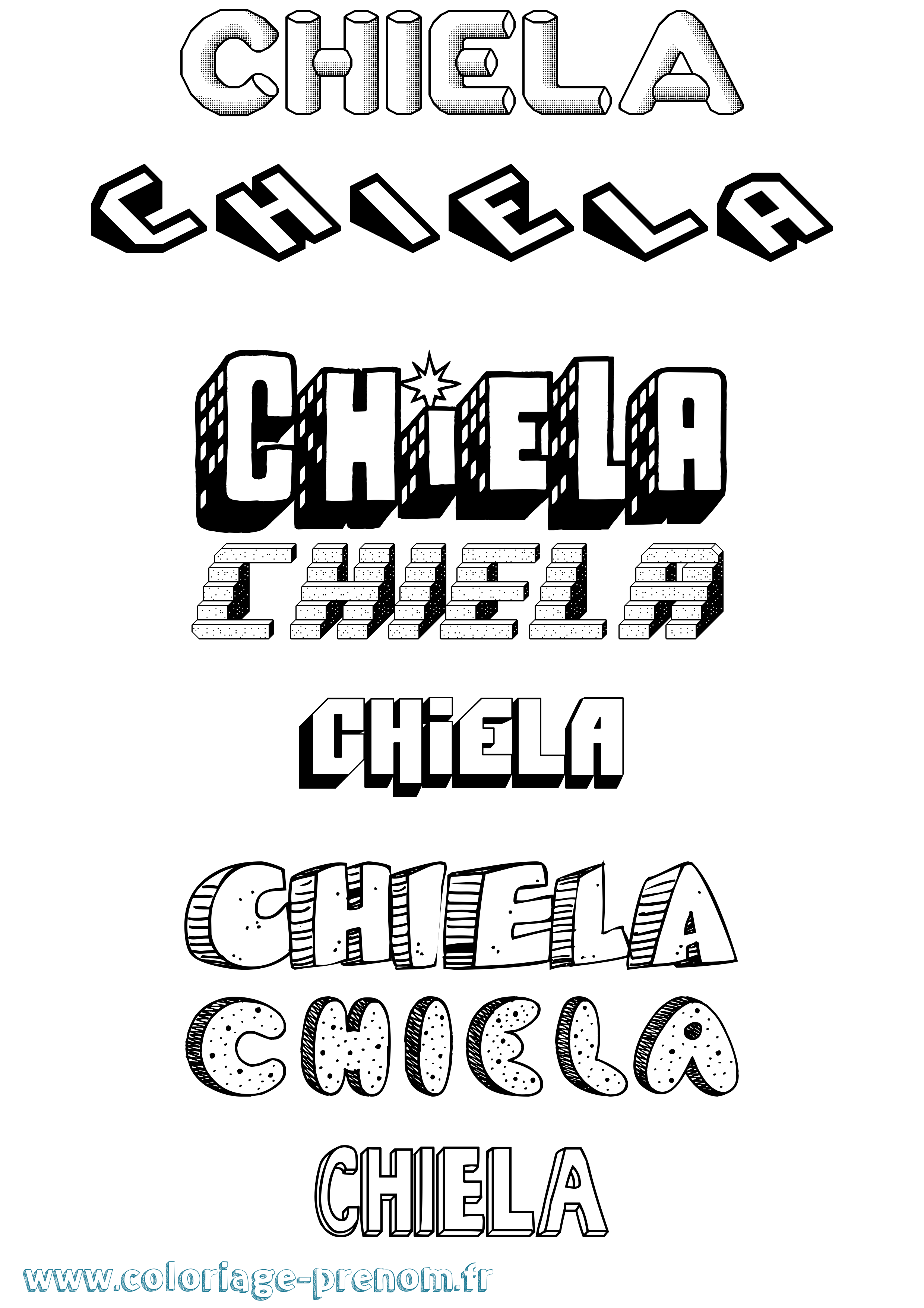 Coloriage prénom Chiela Effet 3D