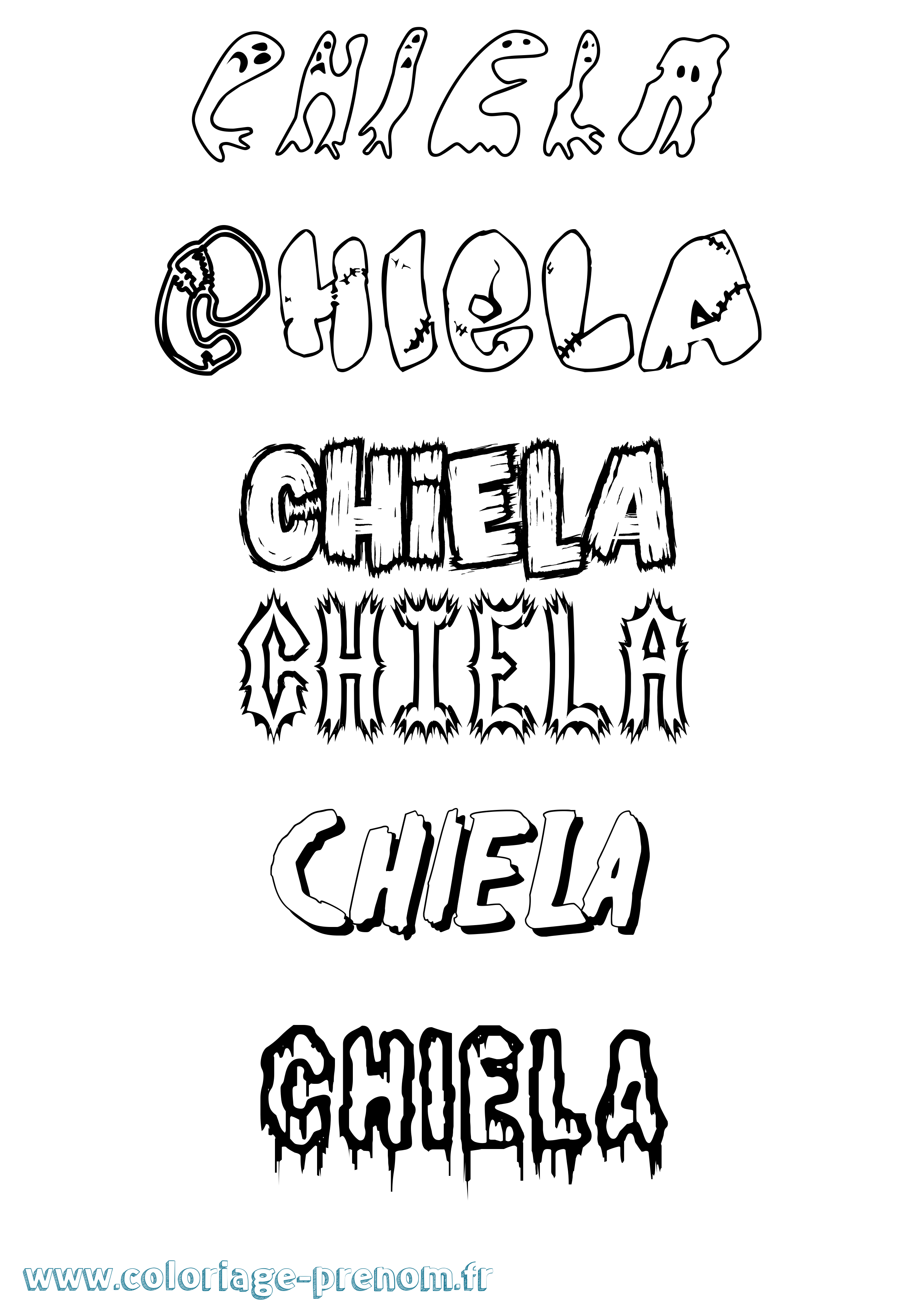 Coloriage prénom Chiela Frisson