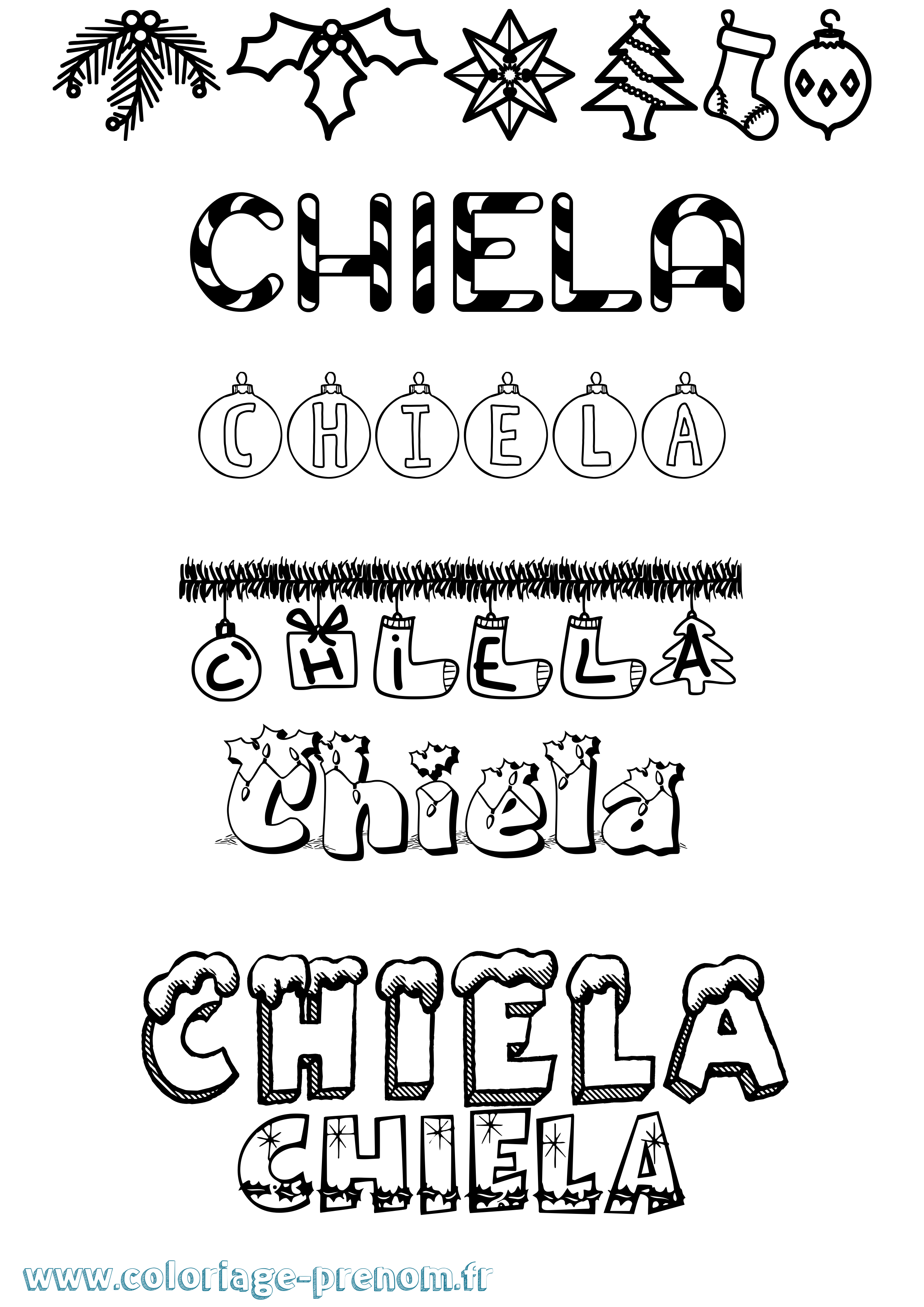 Coloriage prénom Chiela Noël