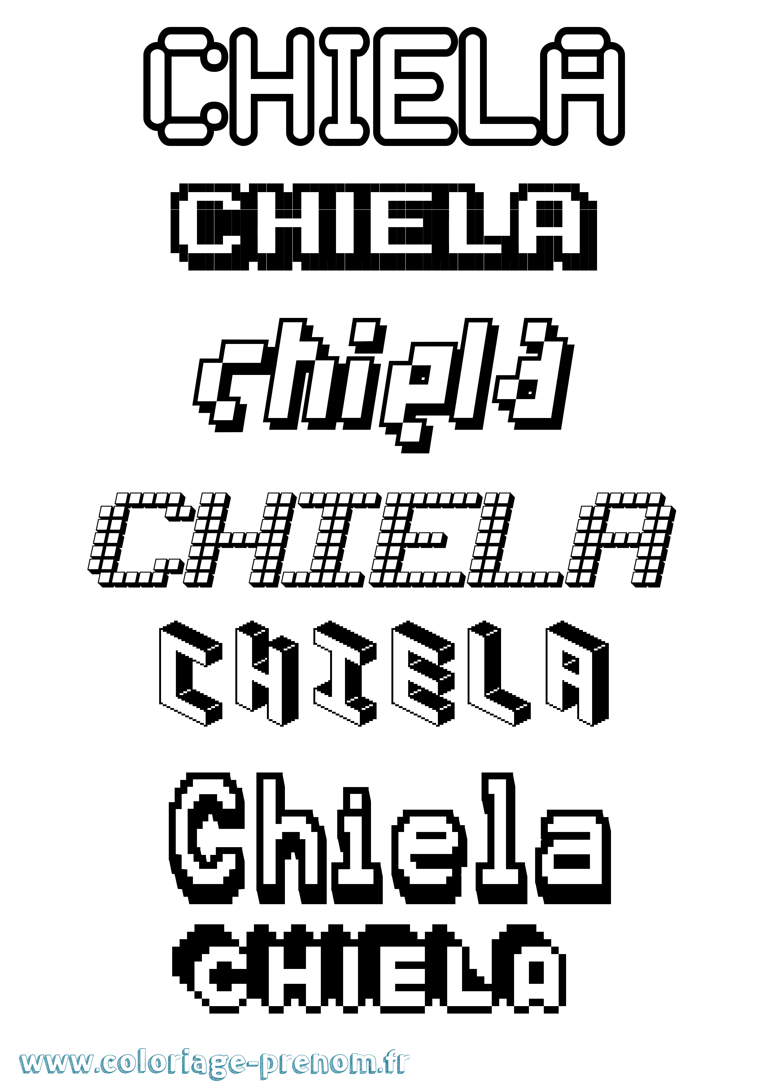 Coloriage prénom Chiela Pixel