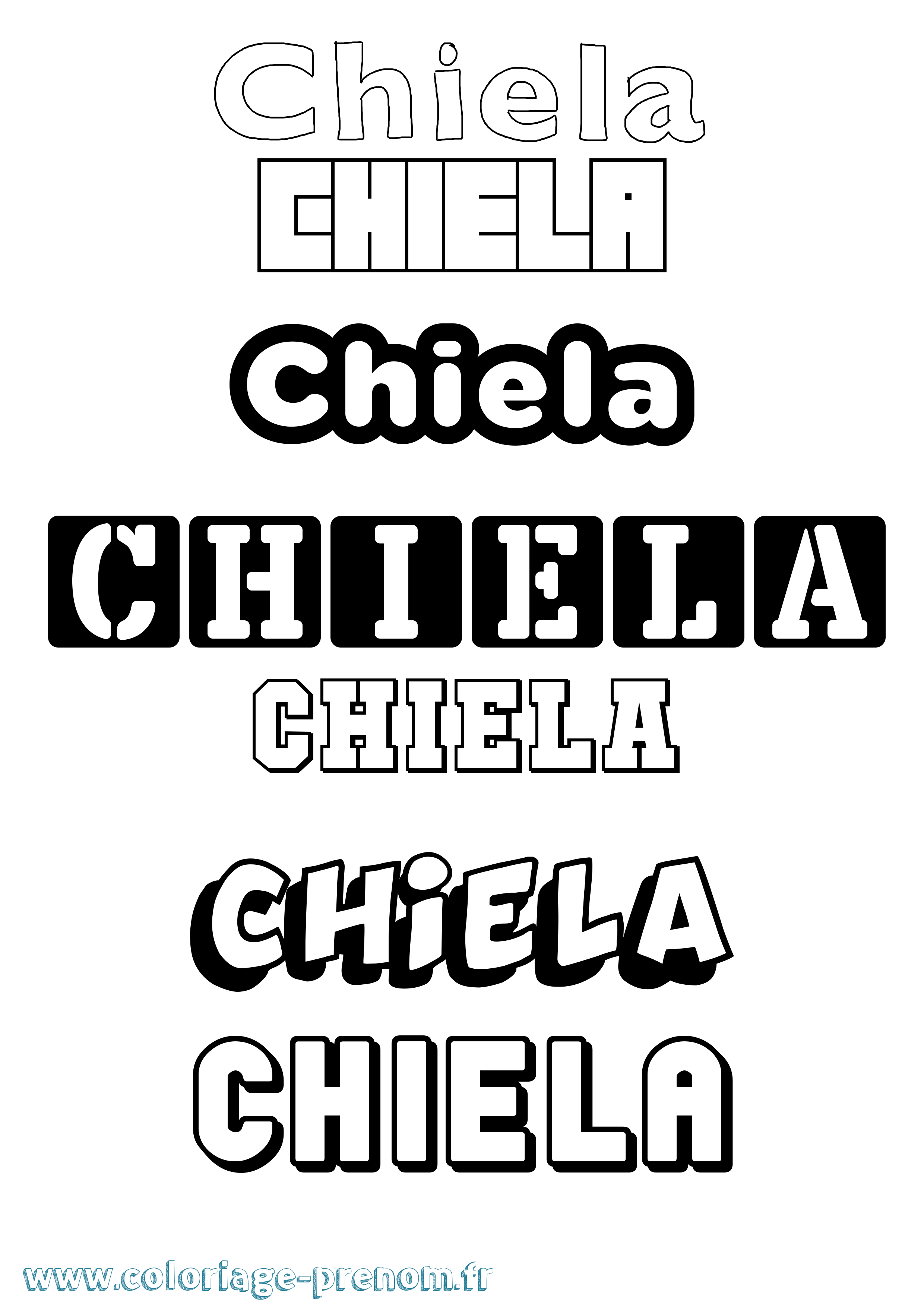 Coloriage prénom Chiela Simple