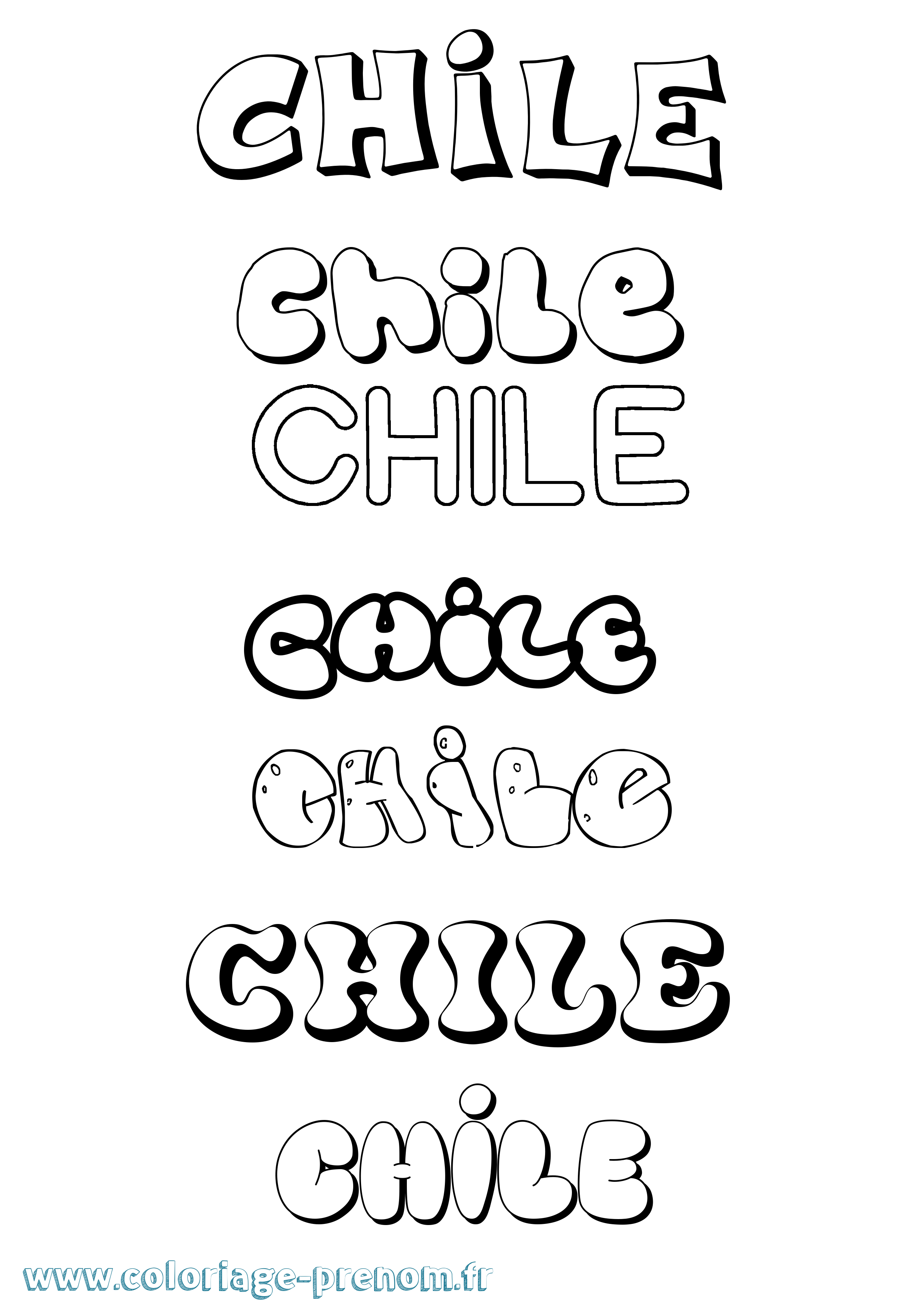 Coloriage prénom Chile Bubble