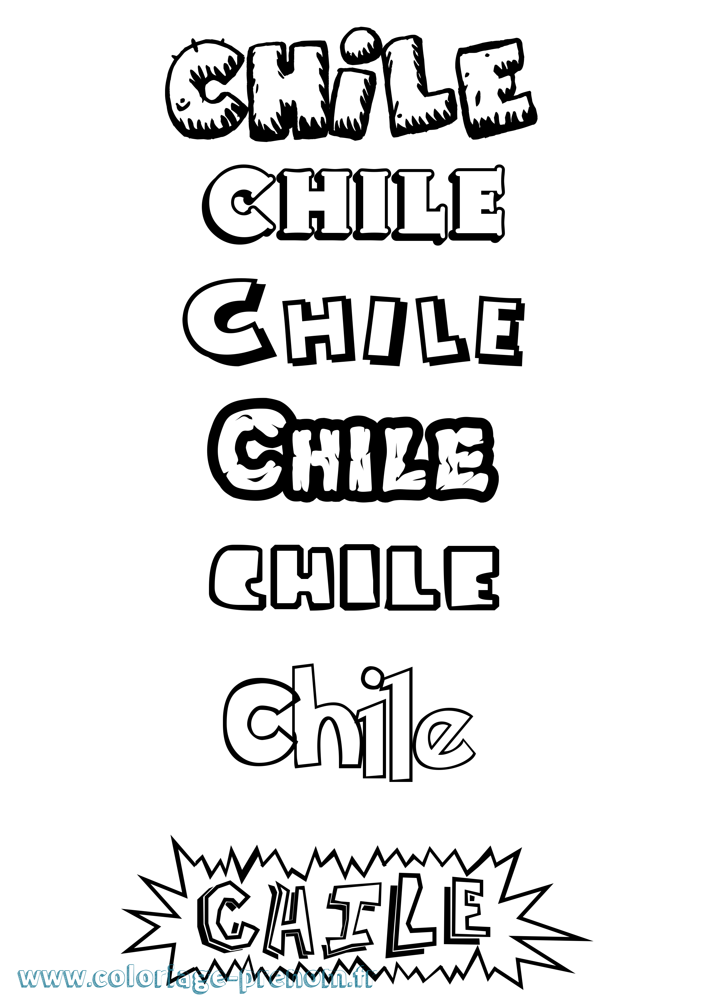 Coloriage prénom Chile Dessin Animé