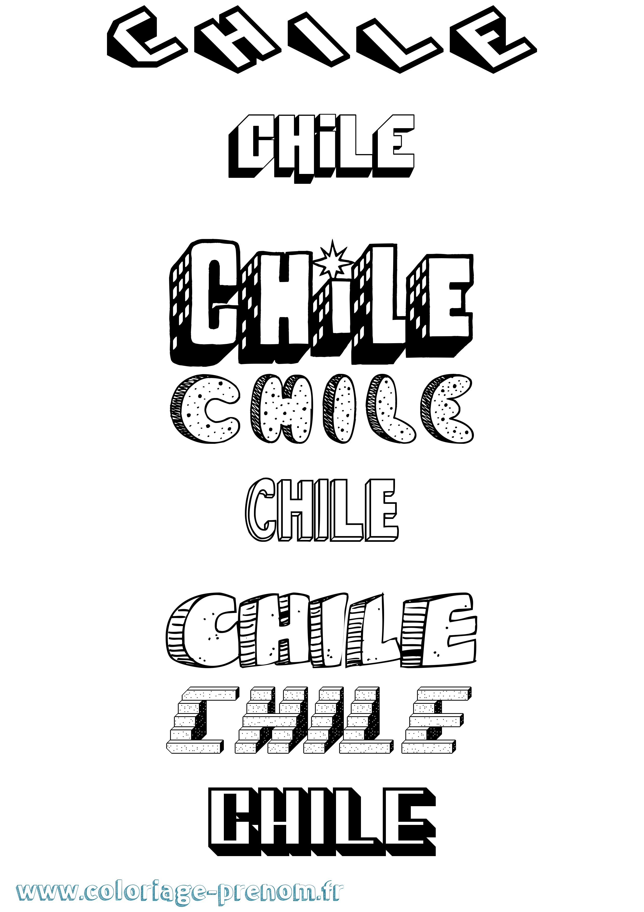 Coloriage prénom Chile Effet 3D