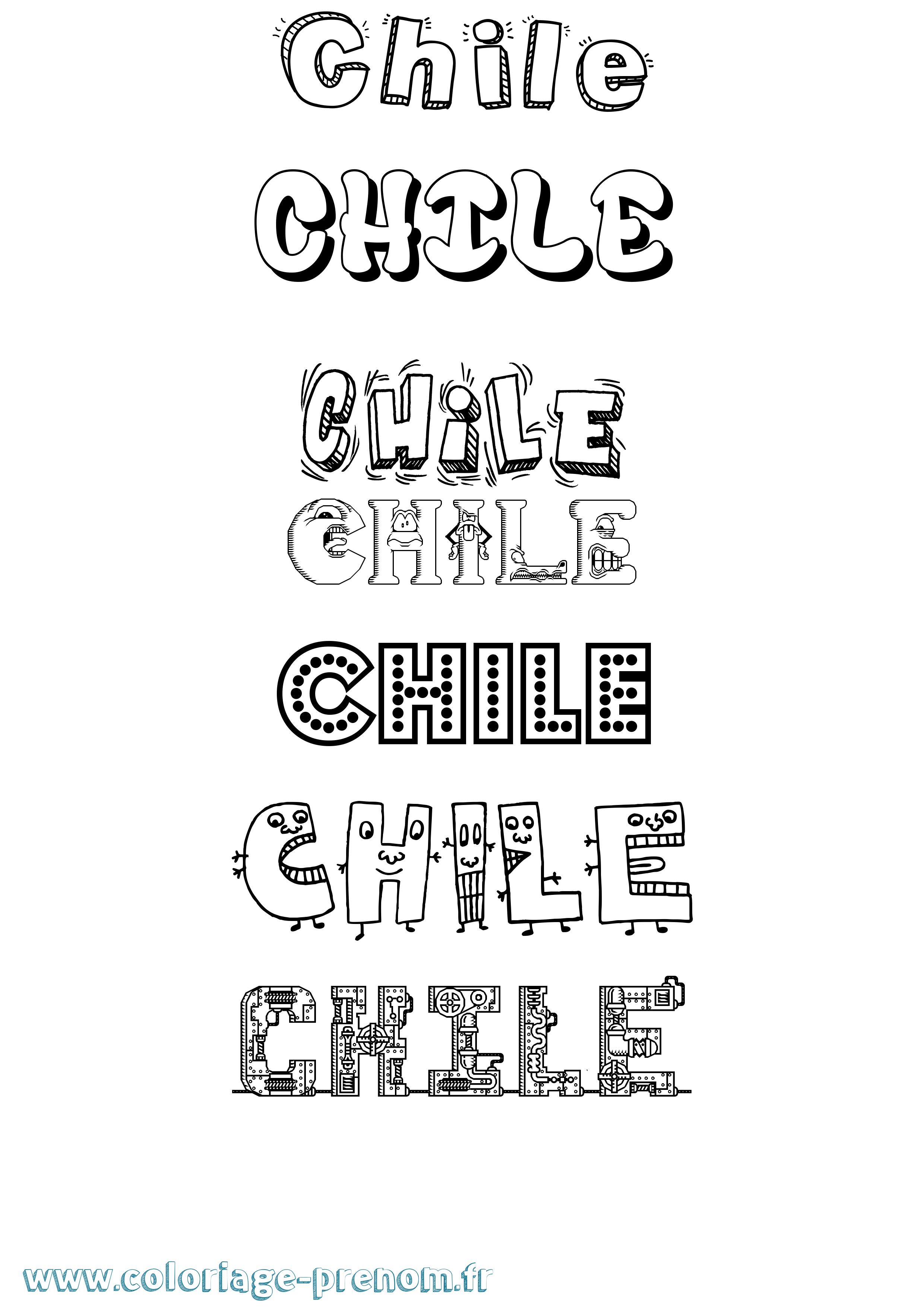 Coloriage prénom Chile Fun