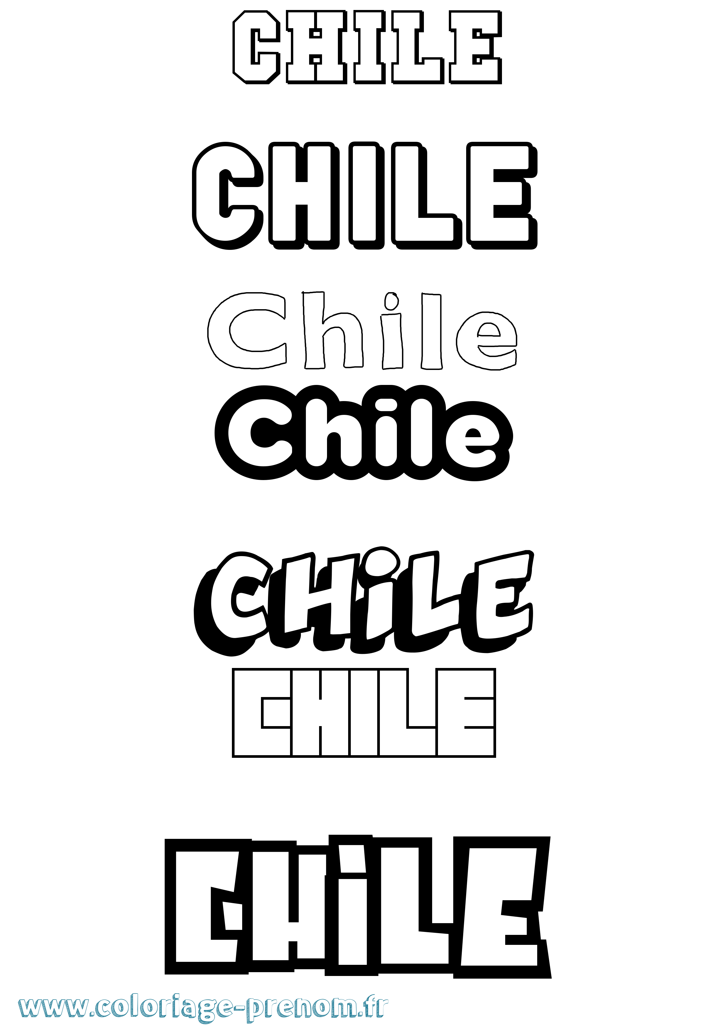 Coloriage prénom Chile Simple