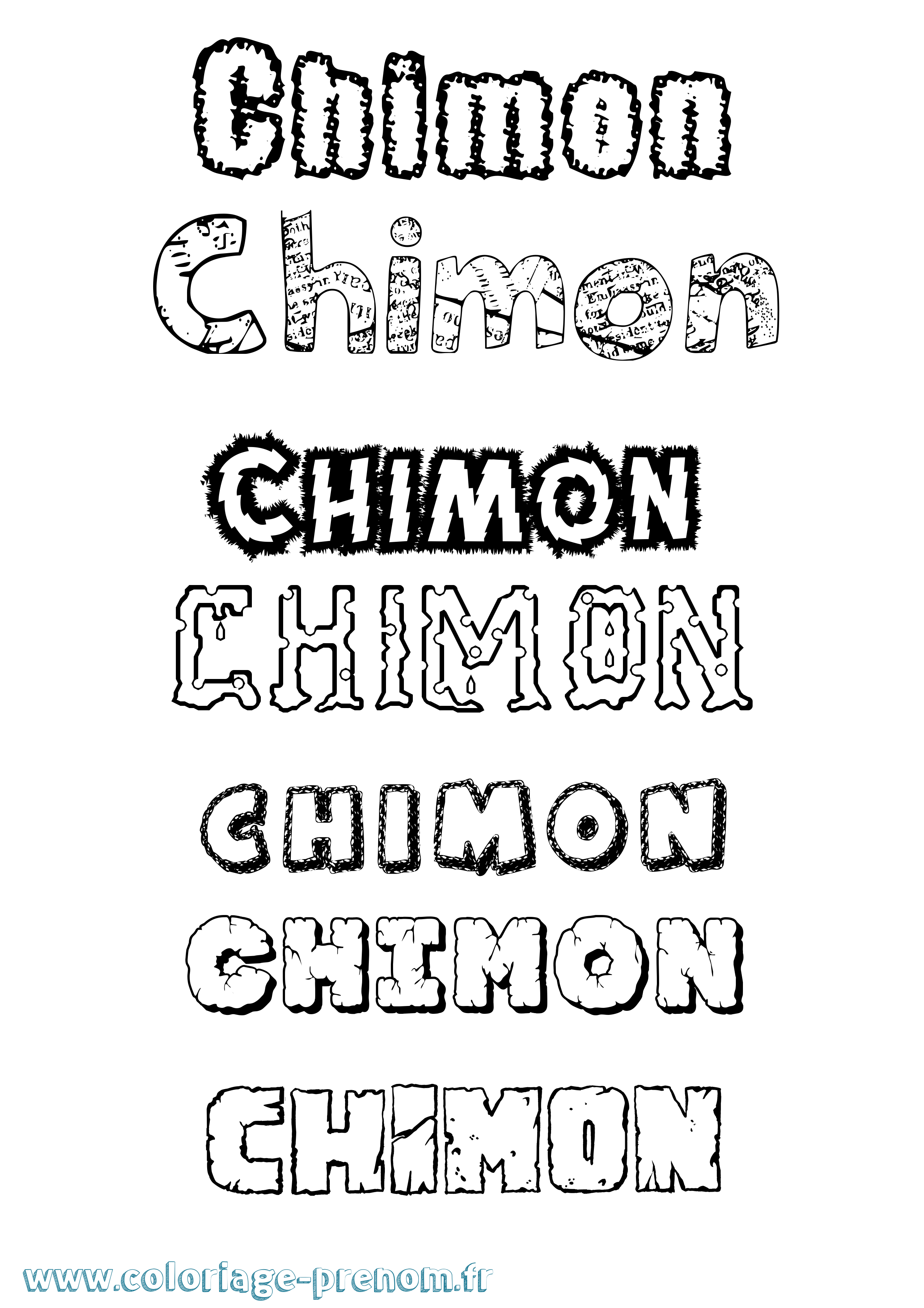 Coloriage prénom Chimon Destructuré