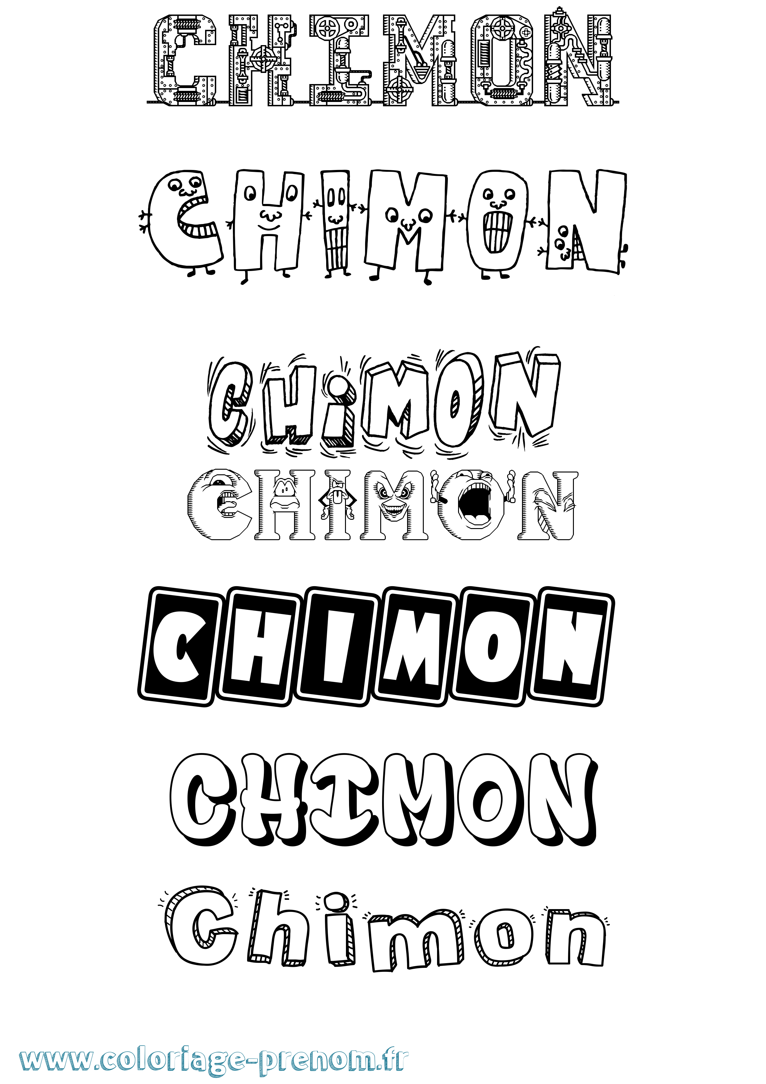 Coloriage prénom Chimon Fun
