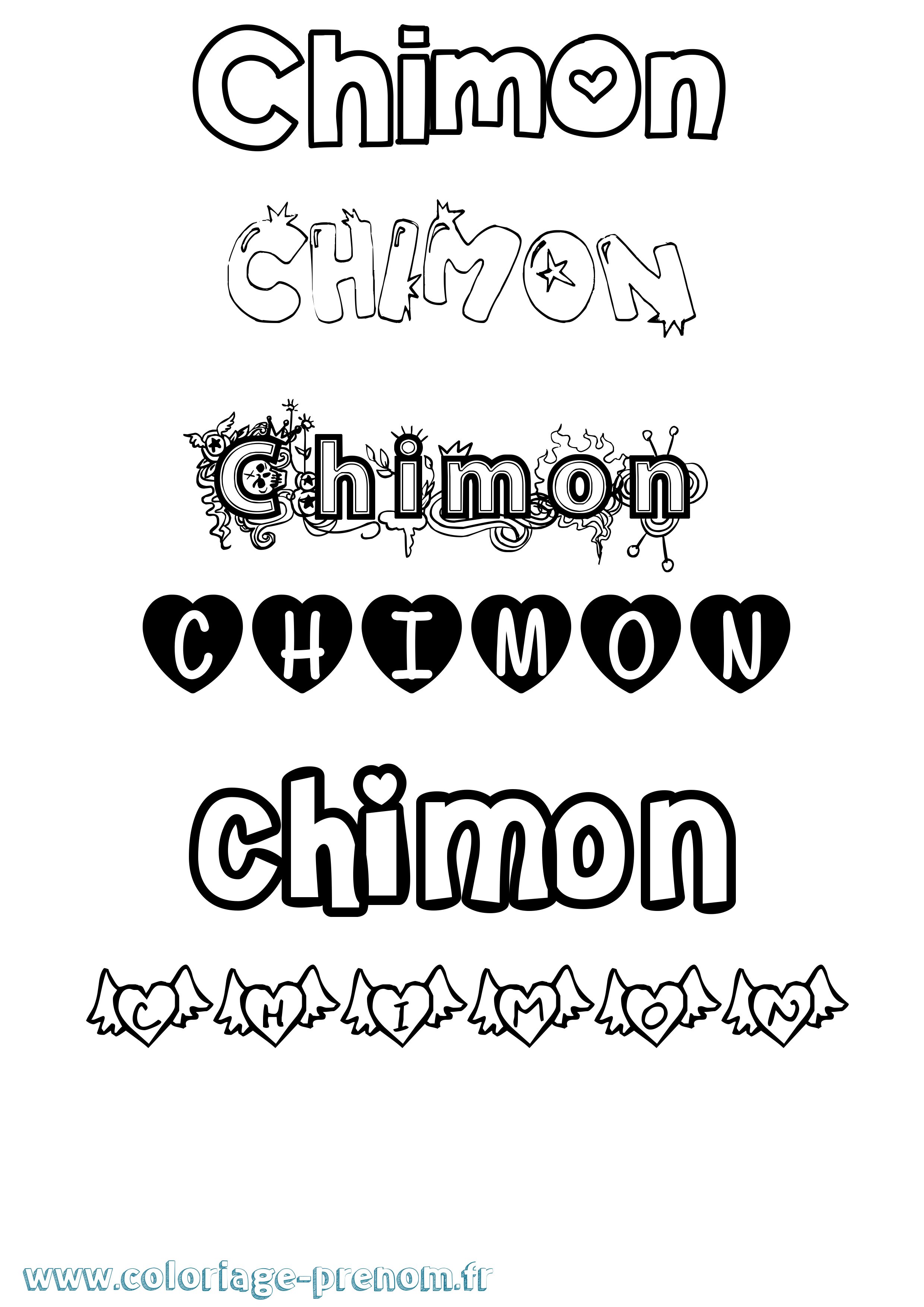 Coloriage prénom Chimon Girly