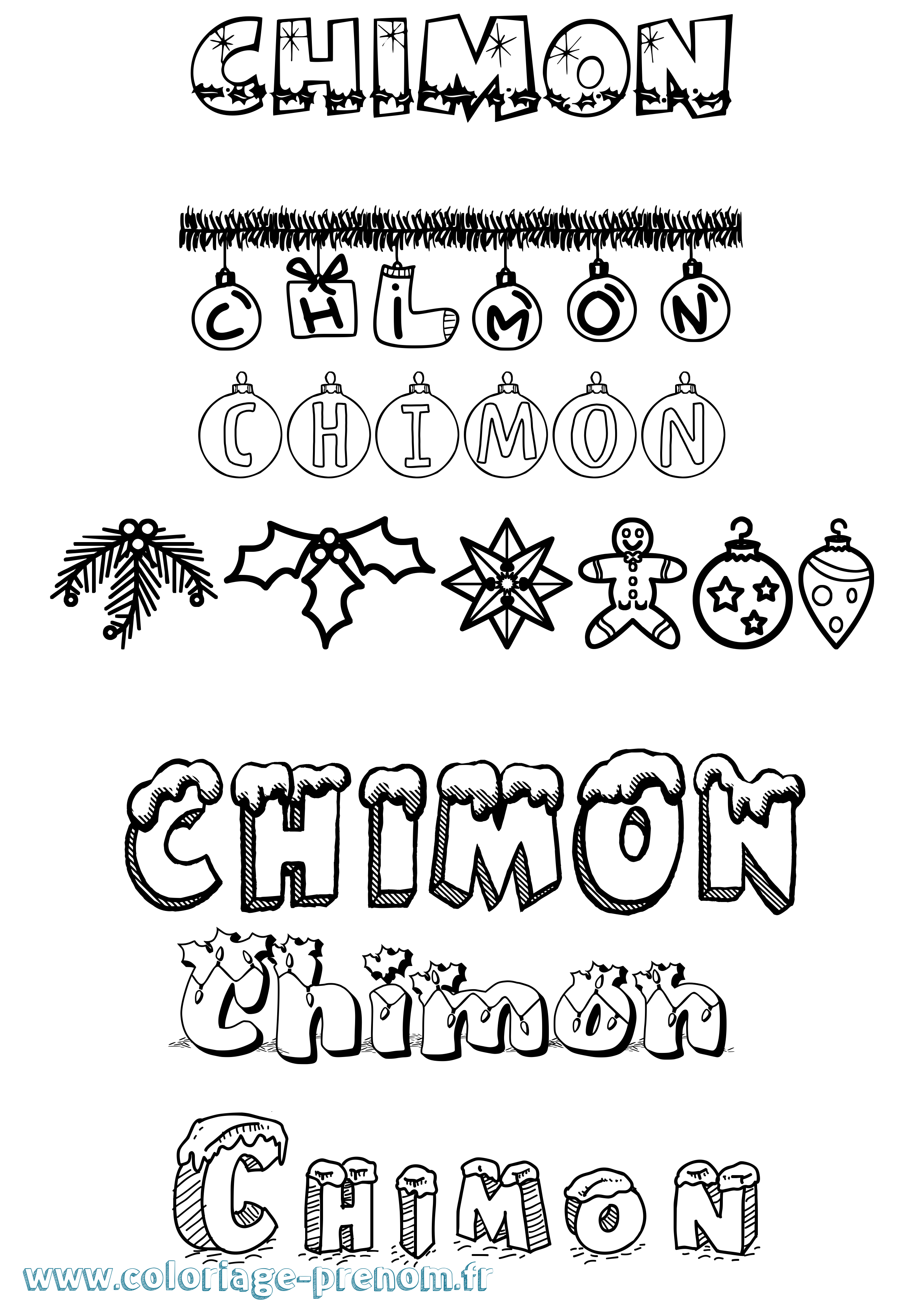 Coloriage prénom Chimon Noël