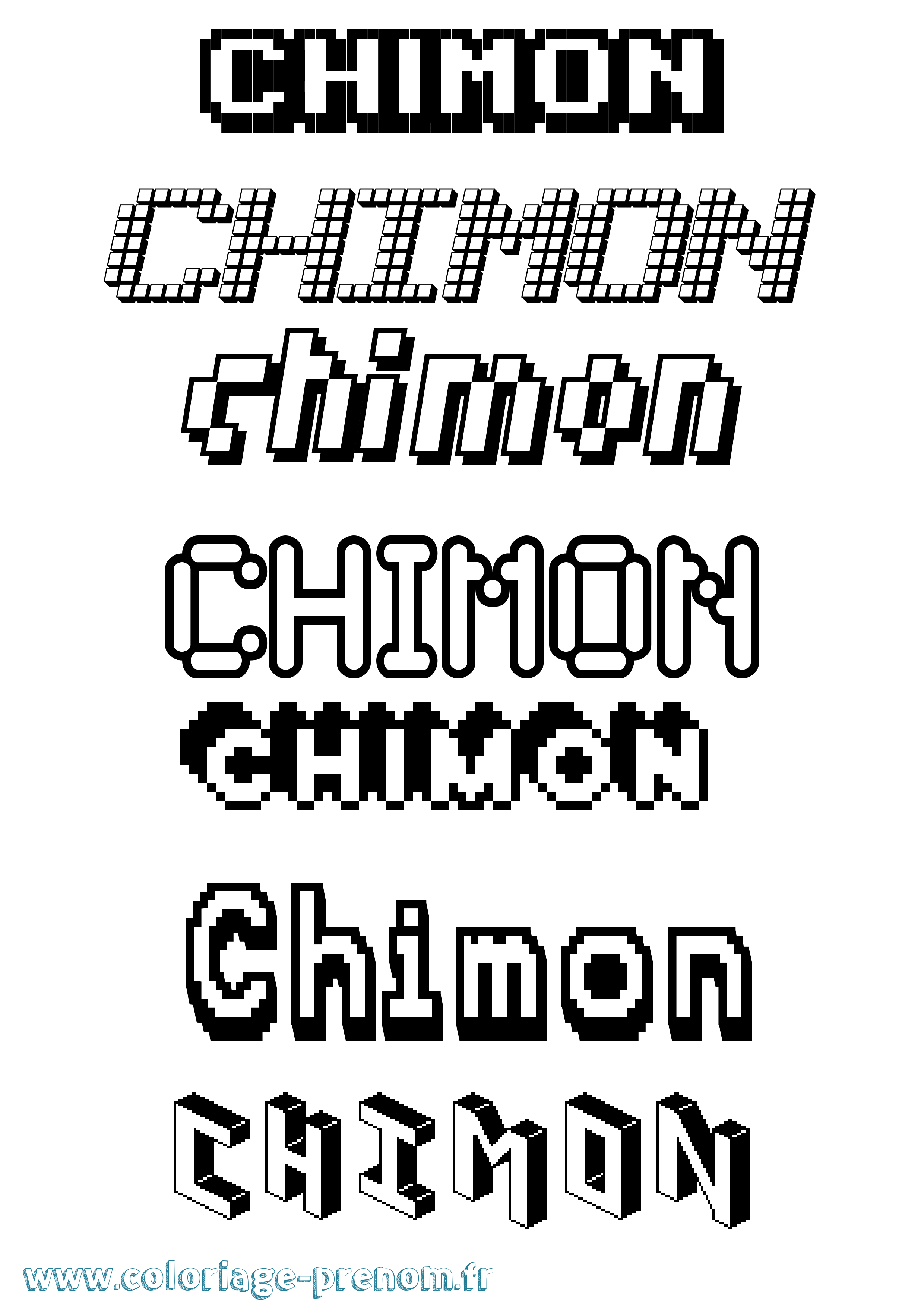 Coloriage prénom Chimon Pixel