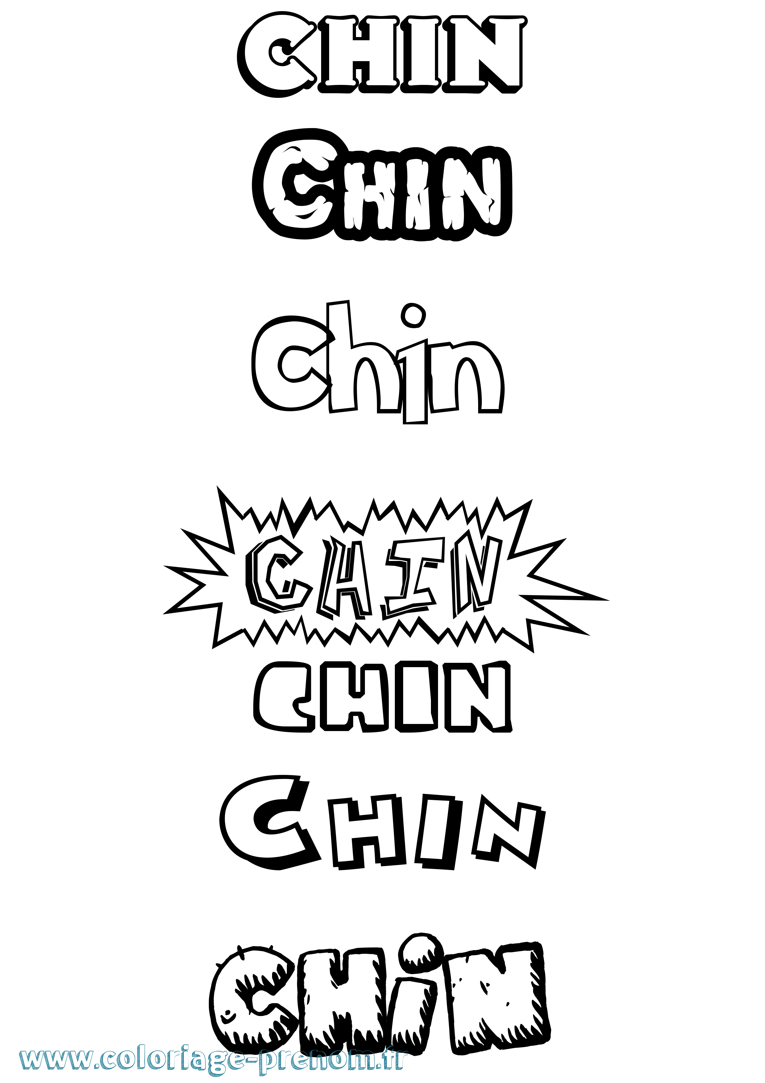 Coloriage prénom Chin Dessin Animé