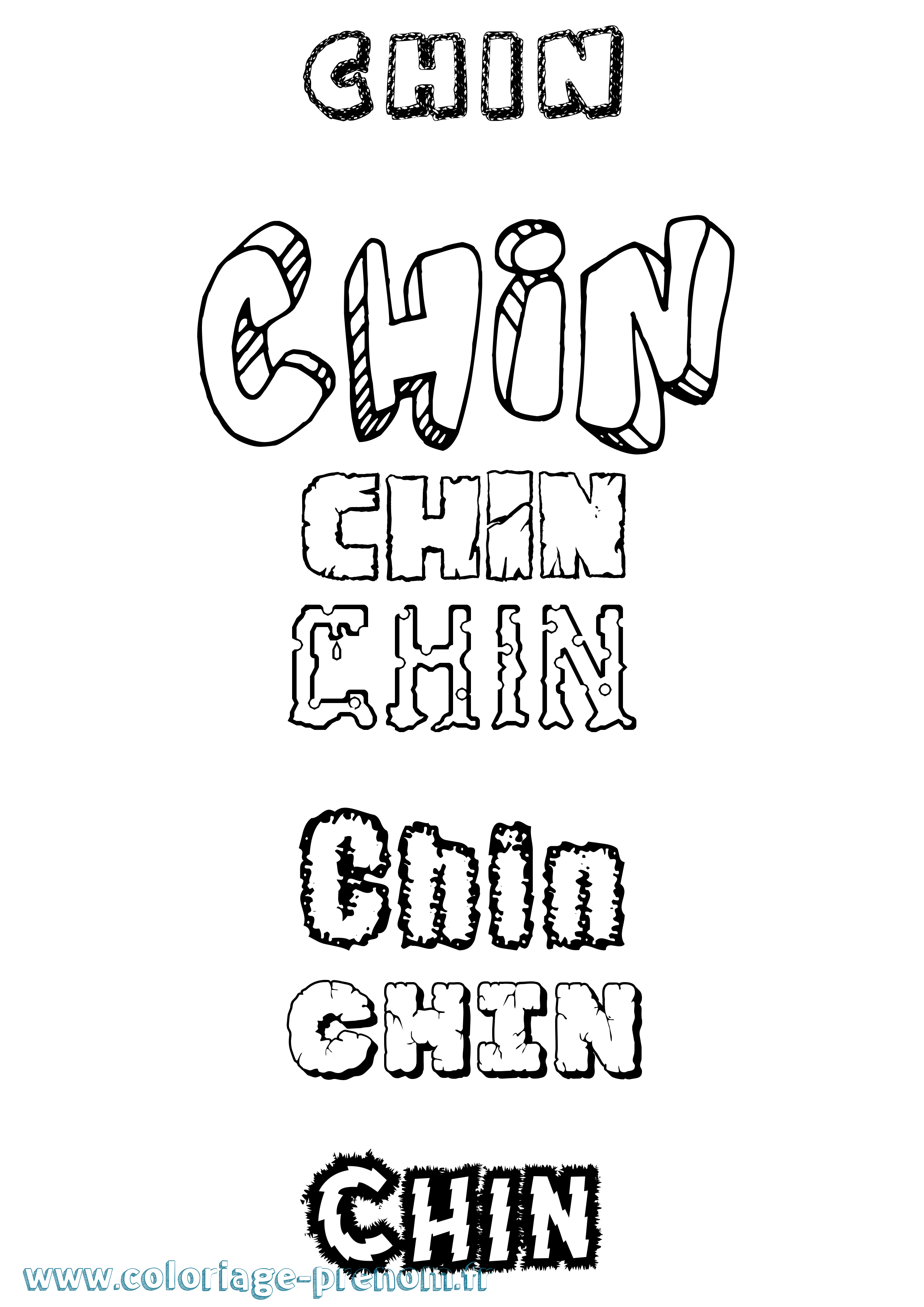 Coloriage prénom Chin Destructuré