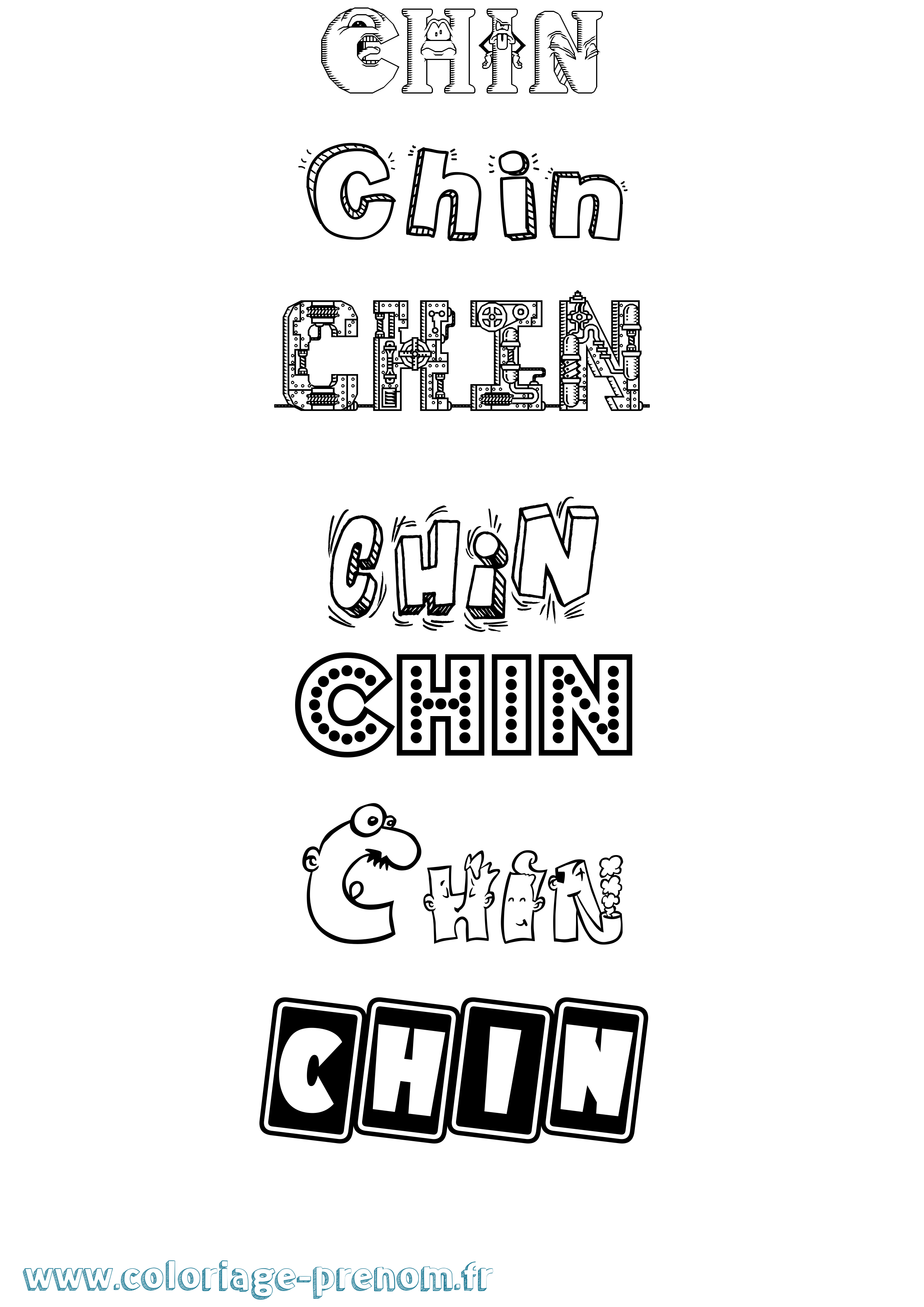 Coloriage prénom Chin Fun