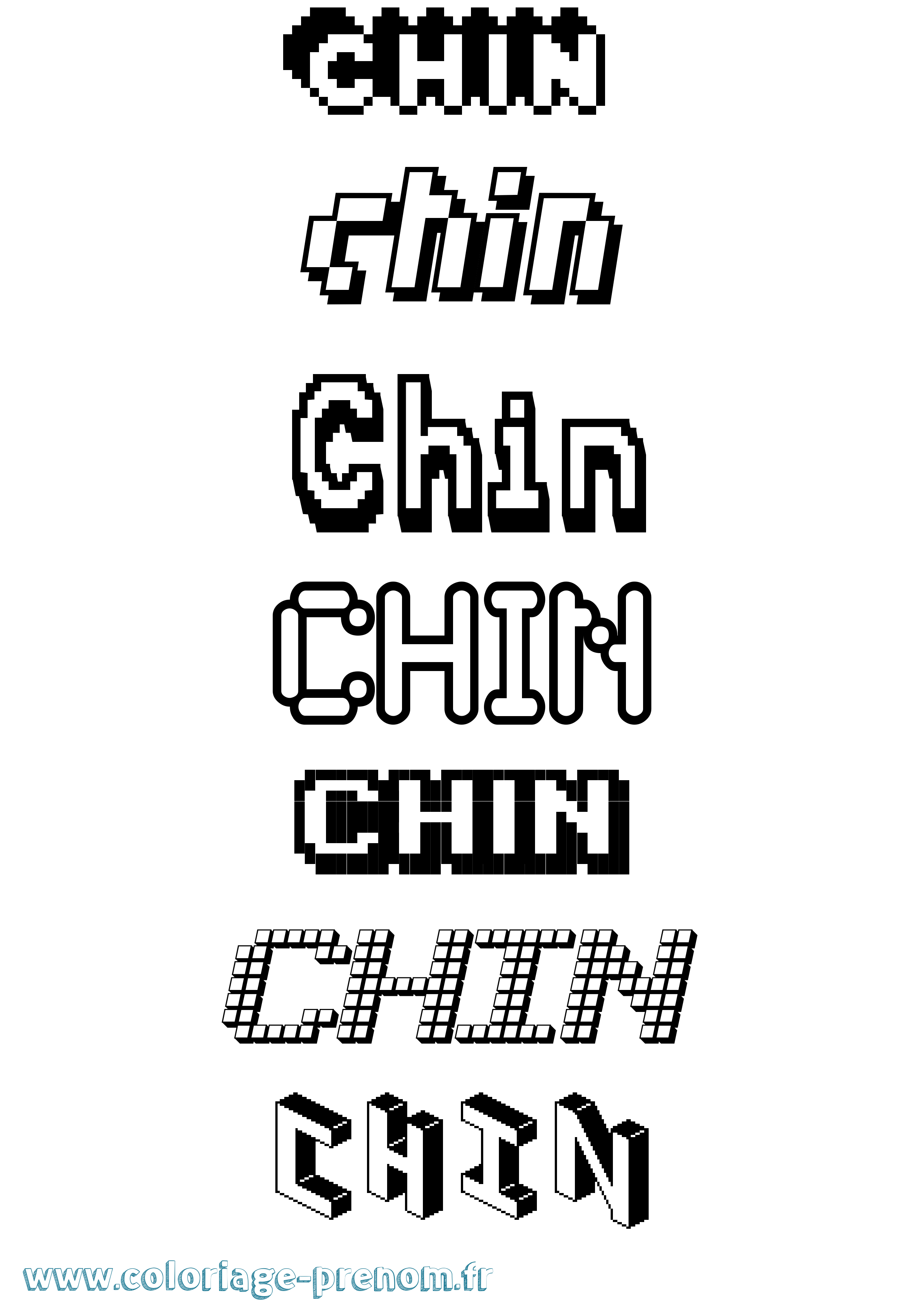 Coloriage prénom Chin Pixel