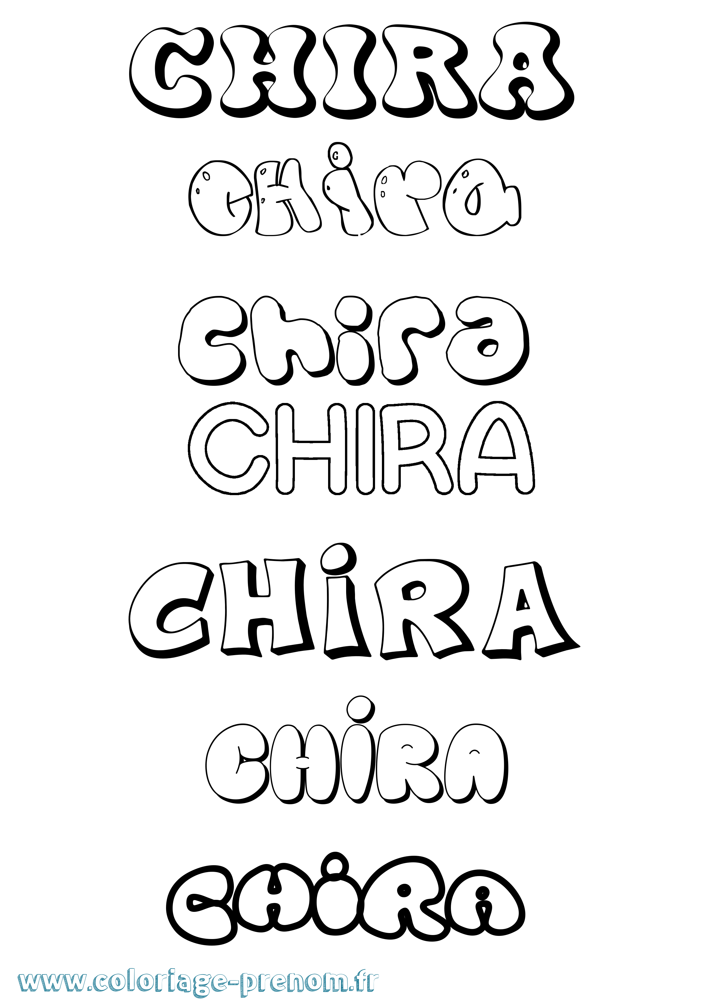 Coloriage prénom Chira Bubble