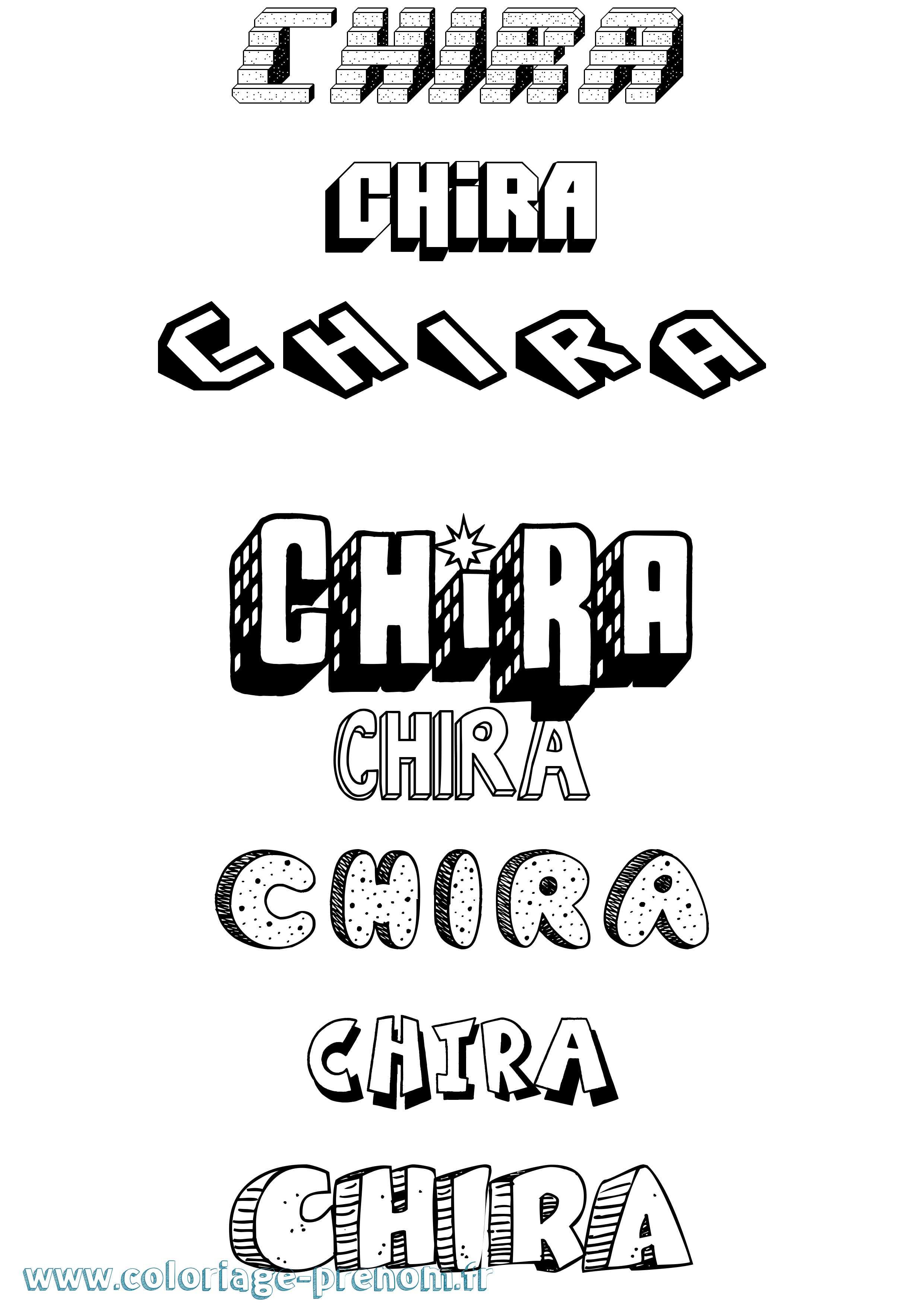Coloriage prénom Chira Effet 3D