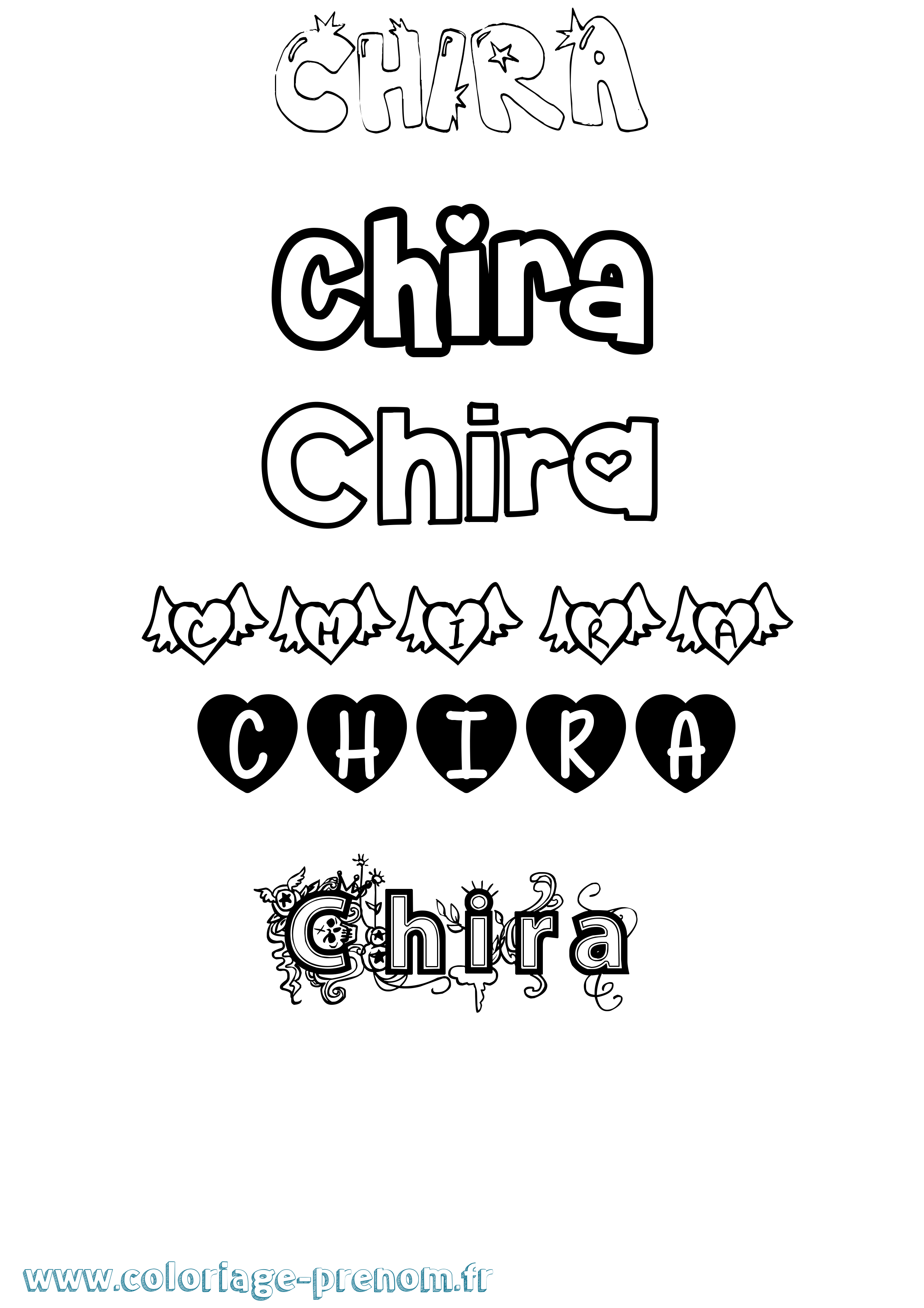 Coloriage prénom Chira Girly