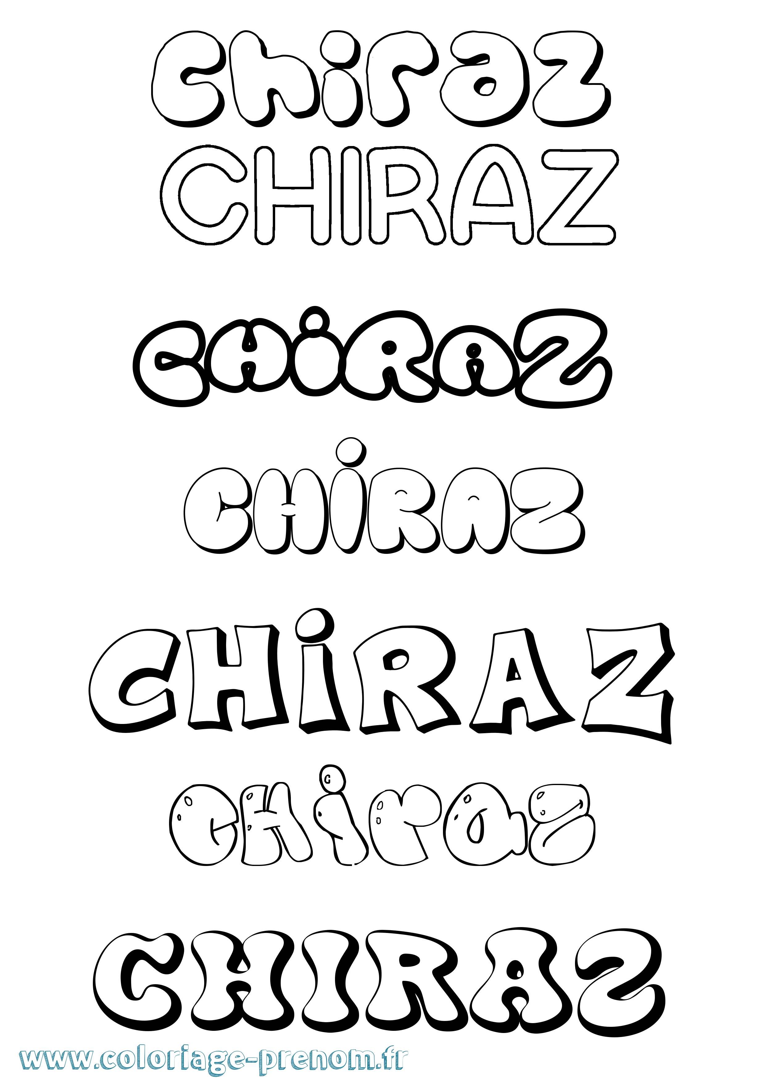 Coloriage Chiraz Bubble Coloriage prénom Chiraz Bubble