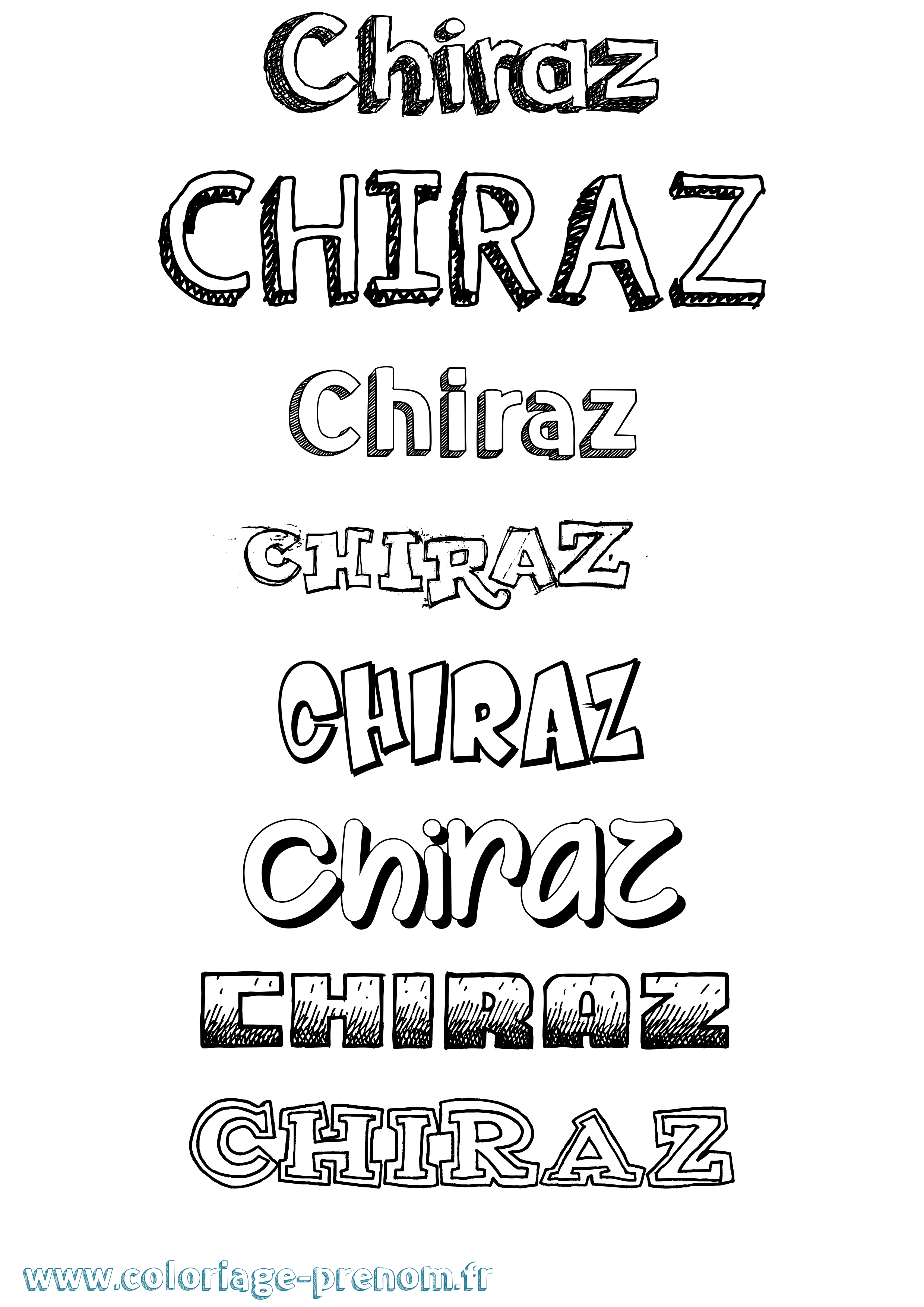 Coloriage prénom Chiraz Dessiné