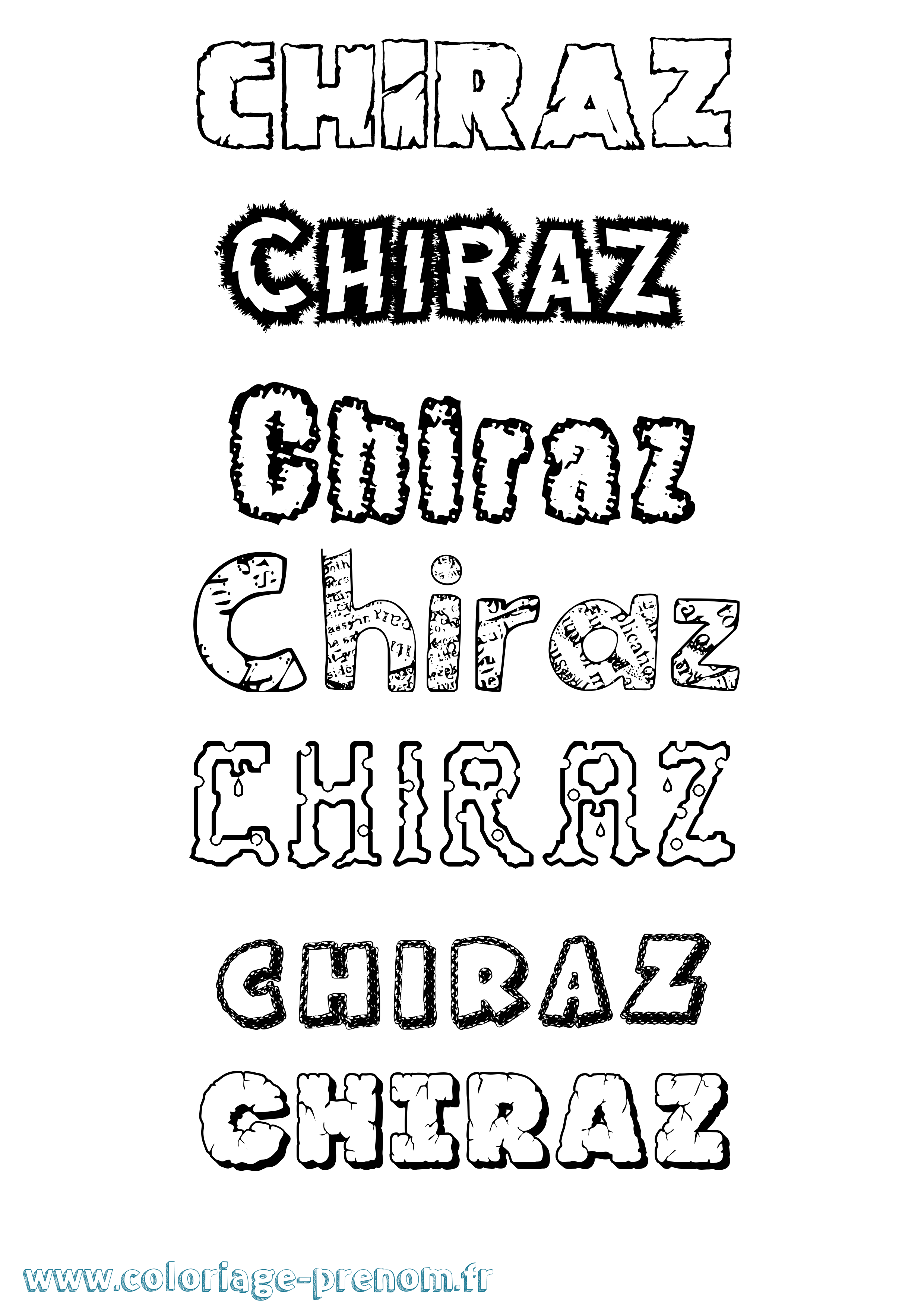 Coloriage Chiraz Destructuré Coloriage prénom Chiraz Destructuré