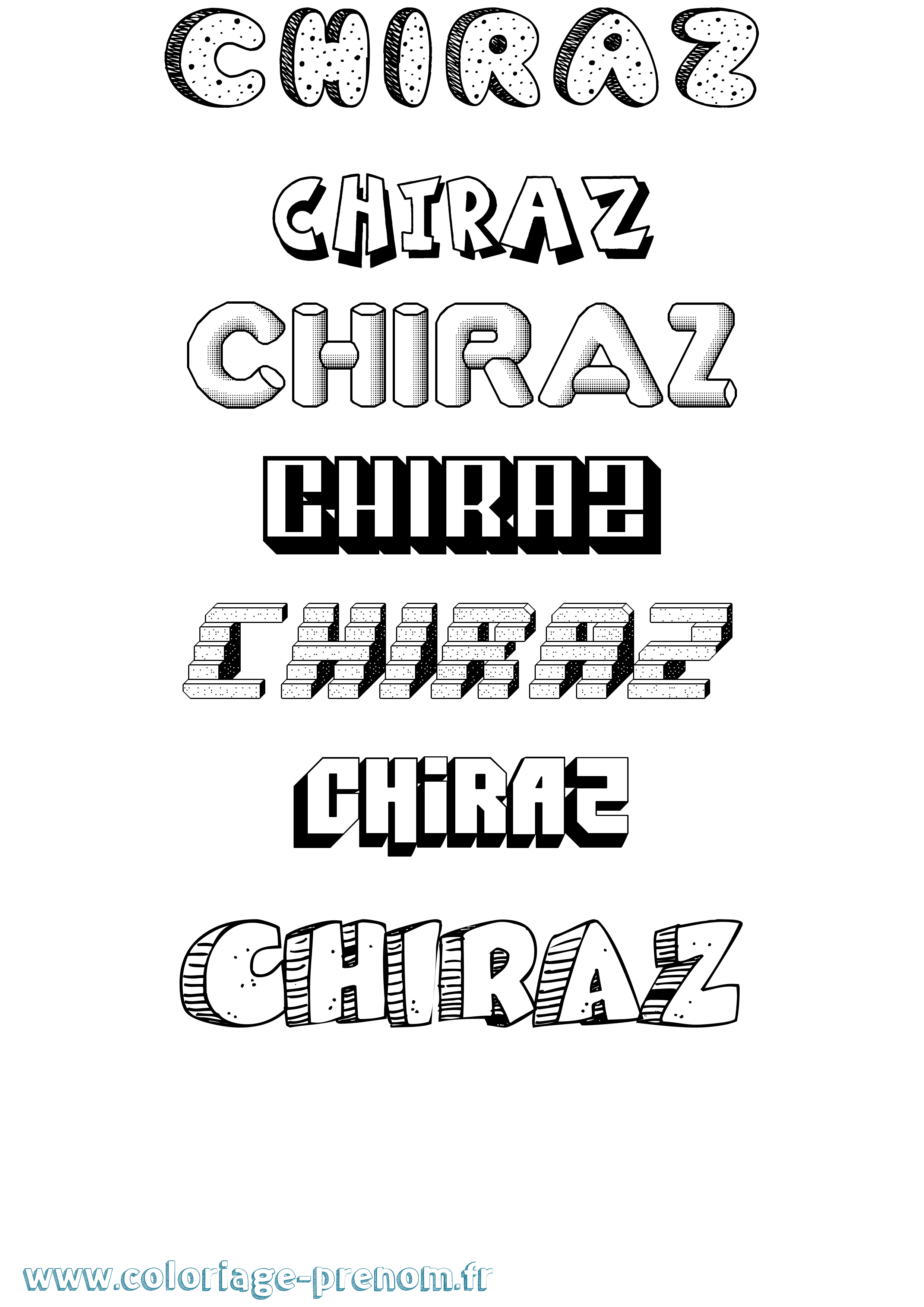 Coloriage prénom Chiraz Effet 3D