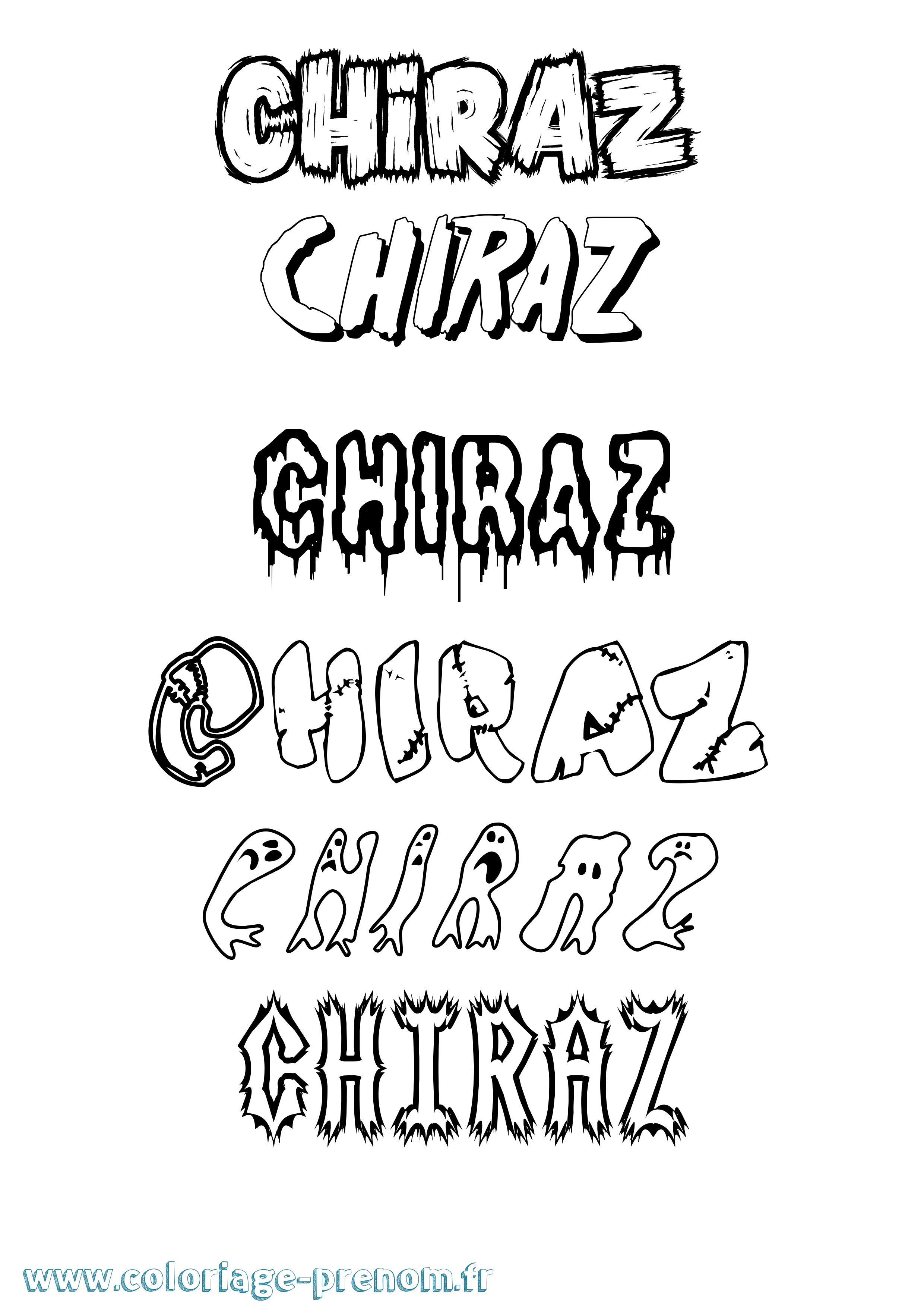 Coloriage Chiraz Frisson Coloriage prénom Chiraz Frisson