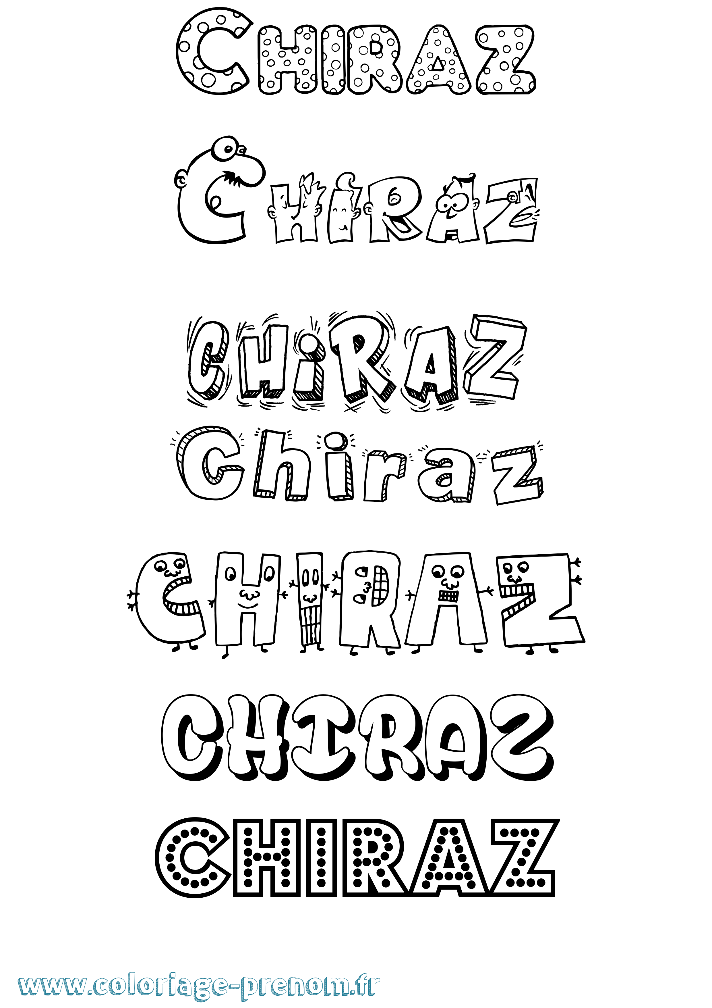Coloriage prénom Chiraz Fun