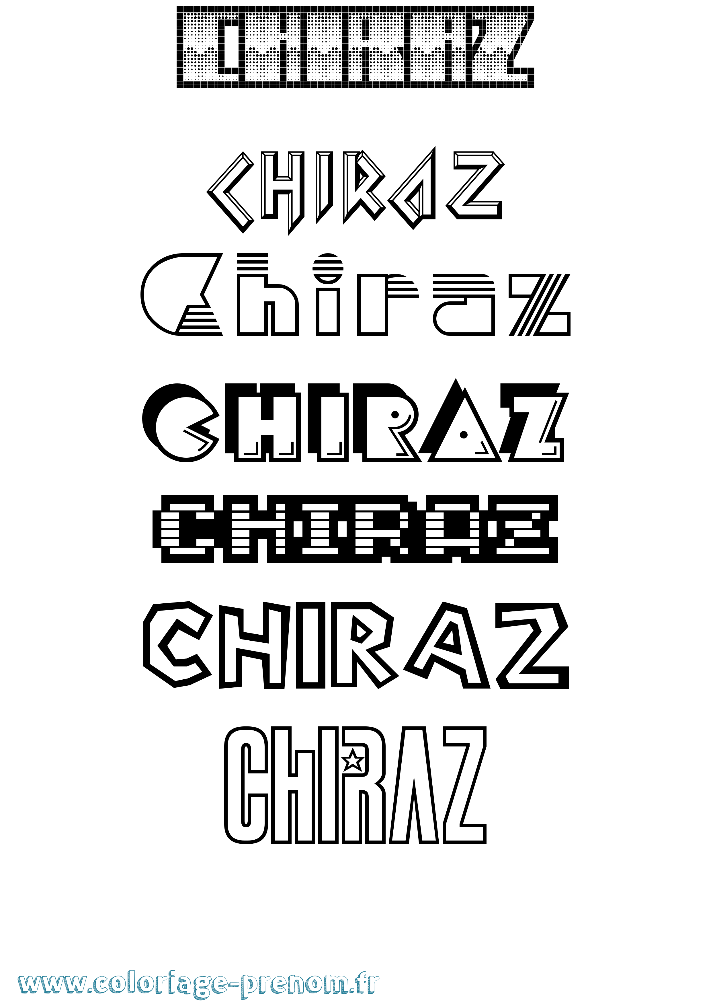 Coloriage prénom Chiraz Jeux Vidéos