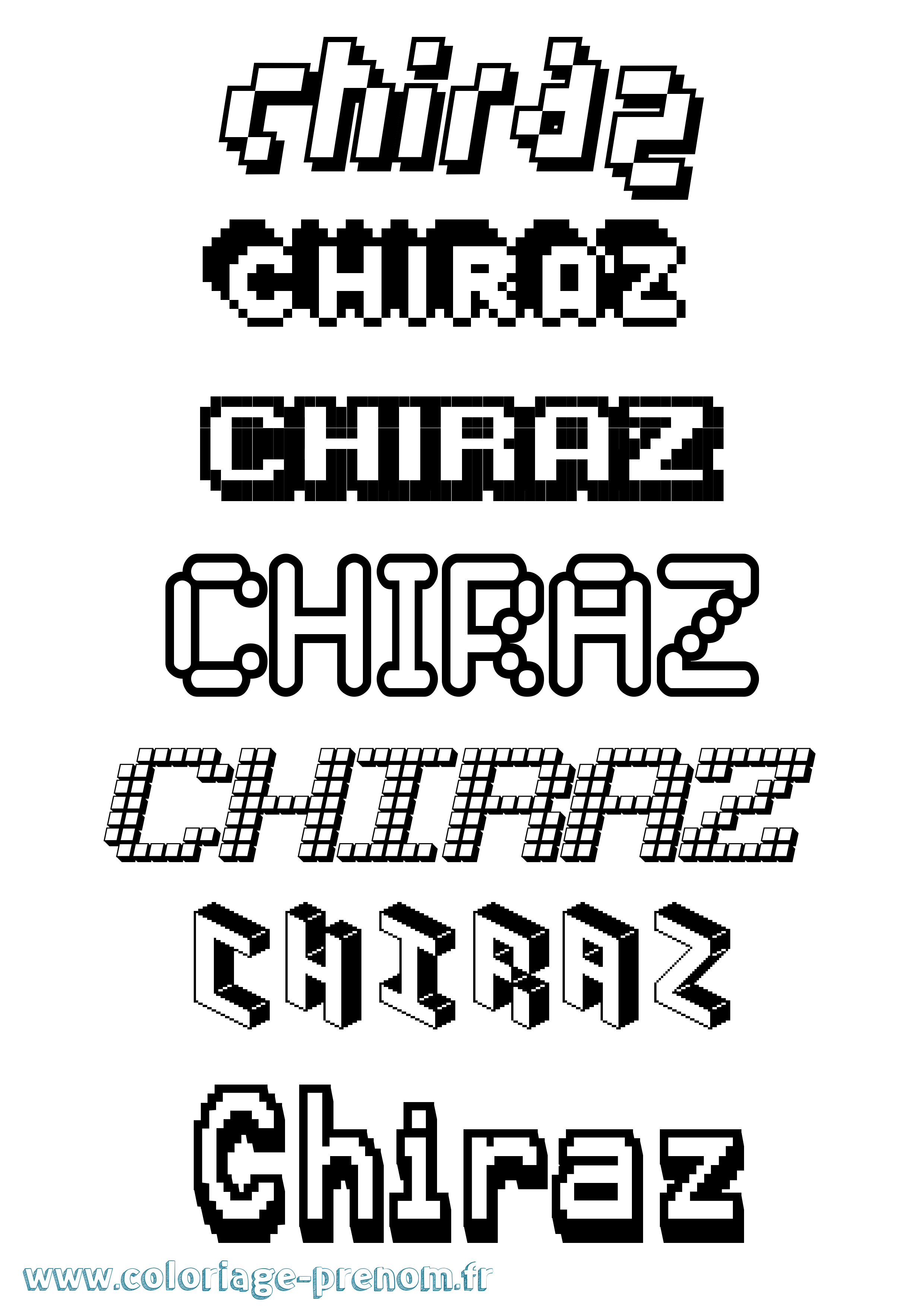 Coloriage Chiraz Pixel Coloriage prénom Chiraz Pixel