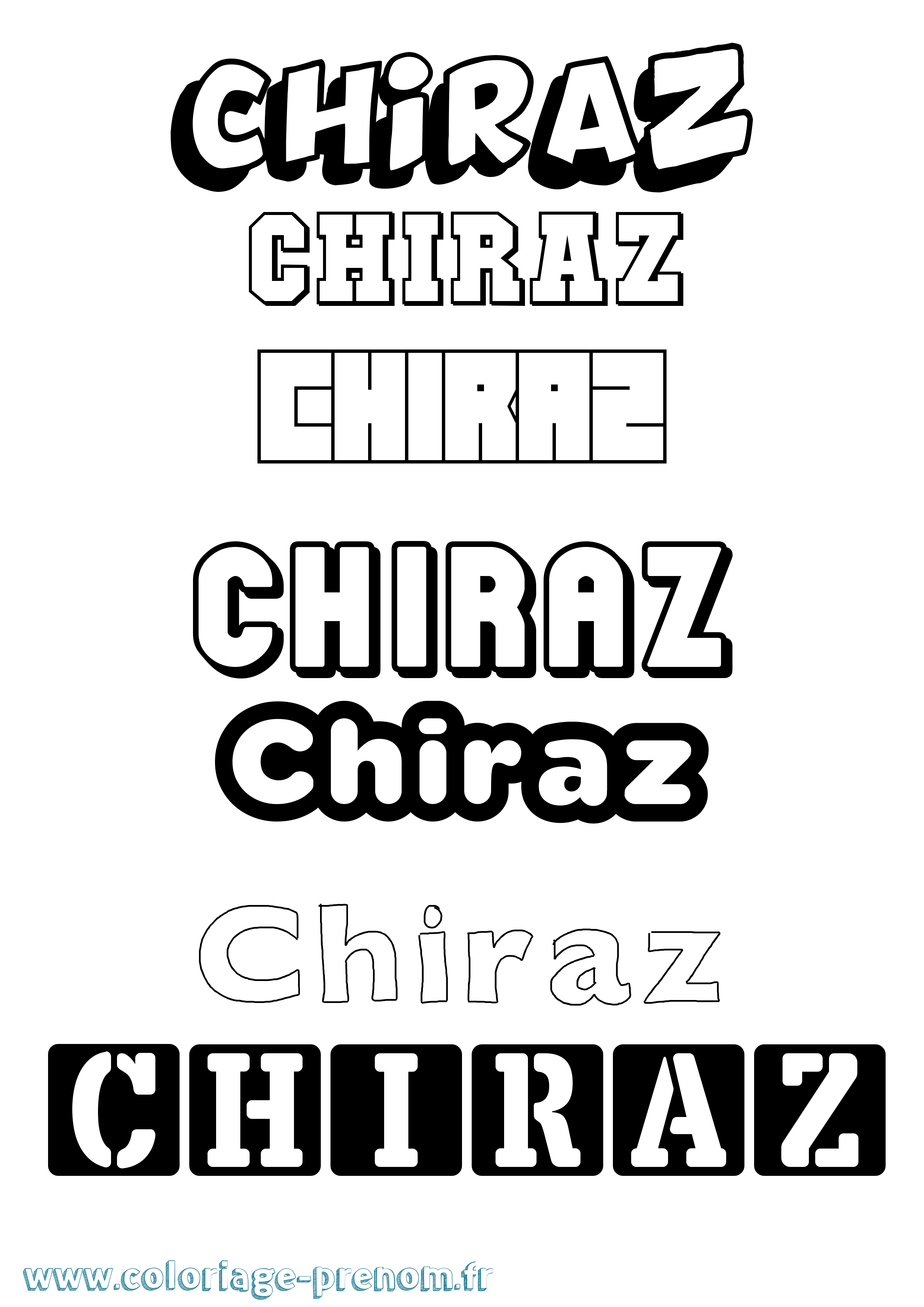 Coloriage prénom Chiraz Simple