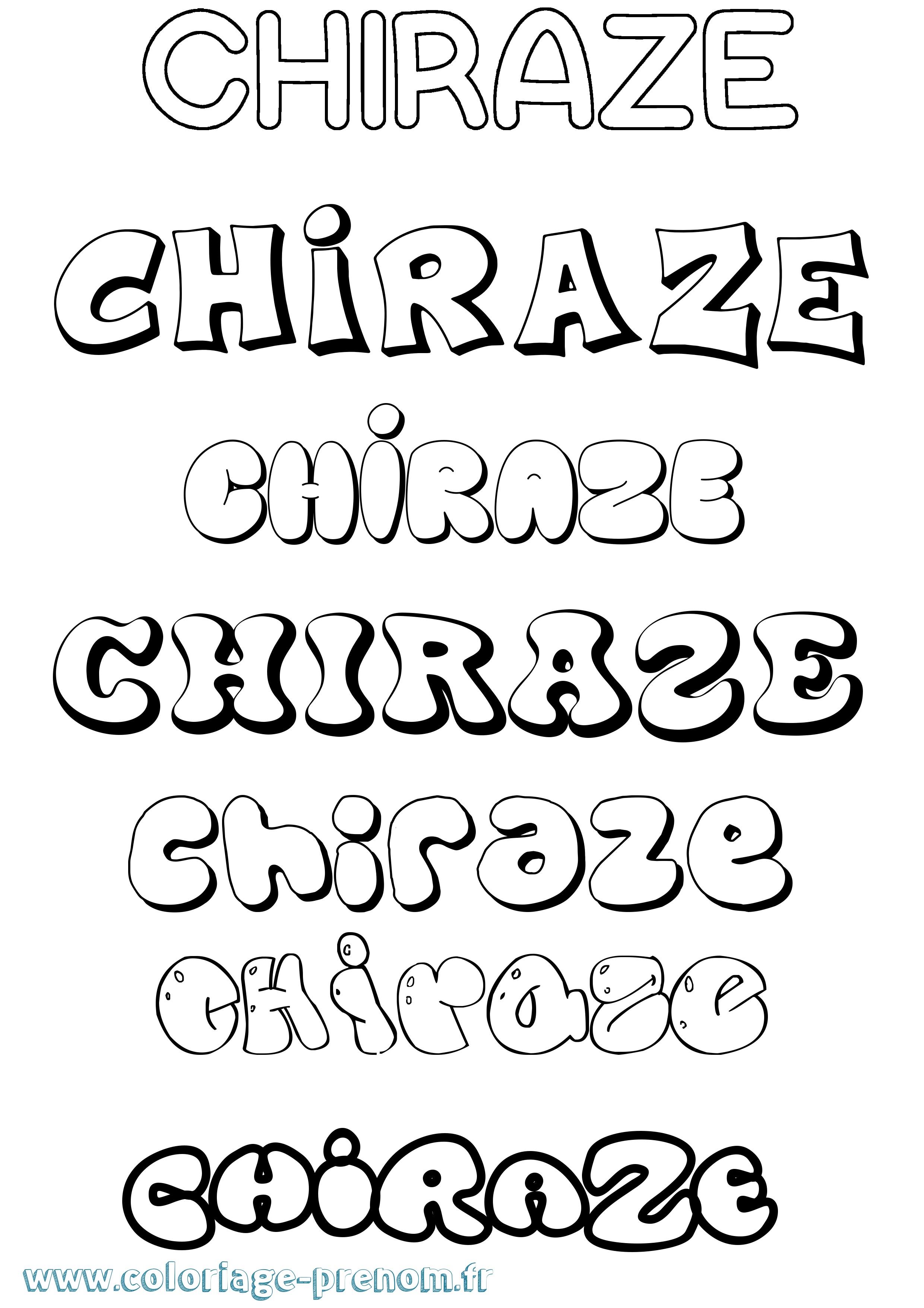 Coloriage prénom Chiraze Bubble