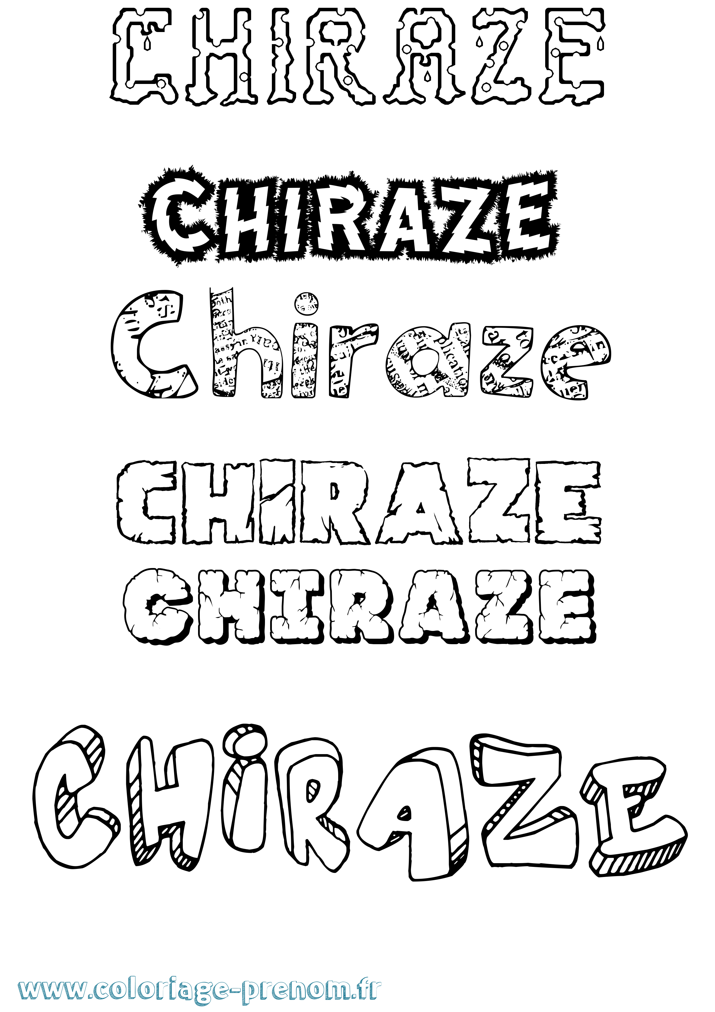 Coloriage prénom Chiraze Destructuré