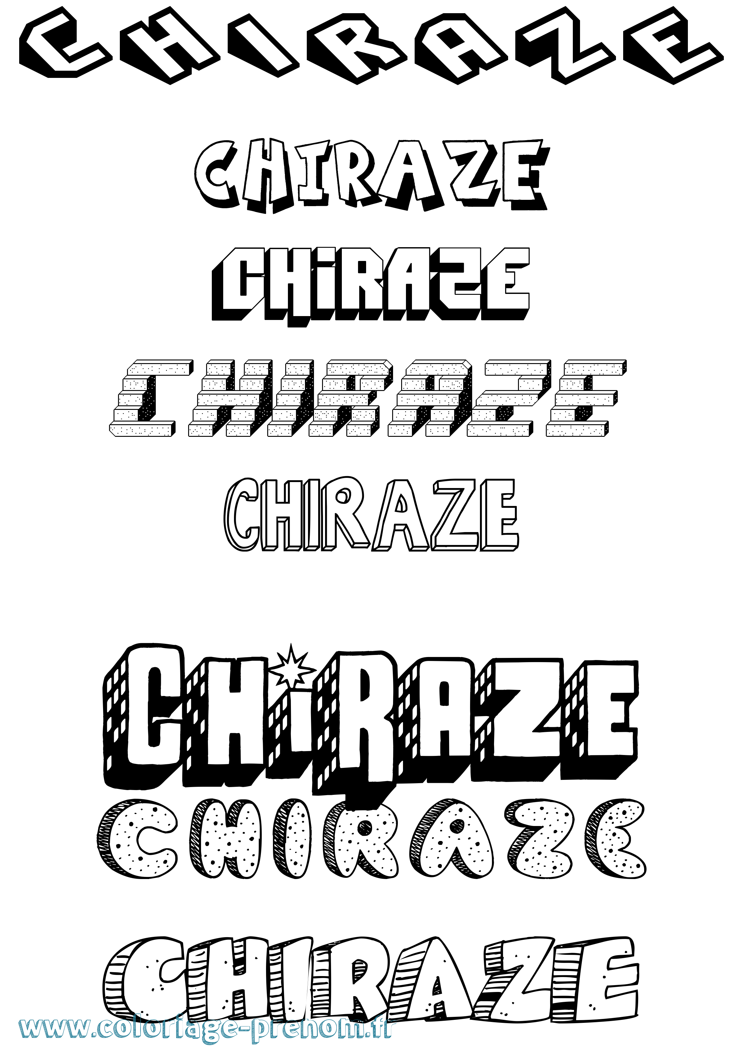 Coloriage prénom Chiraze Effet 3D