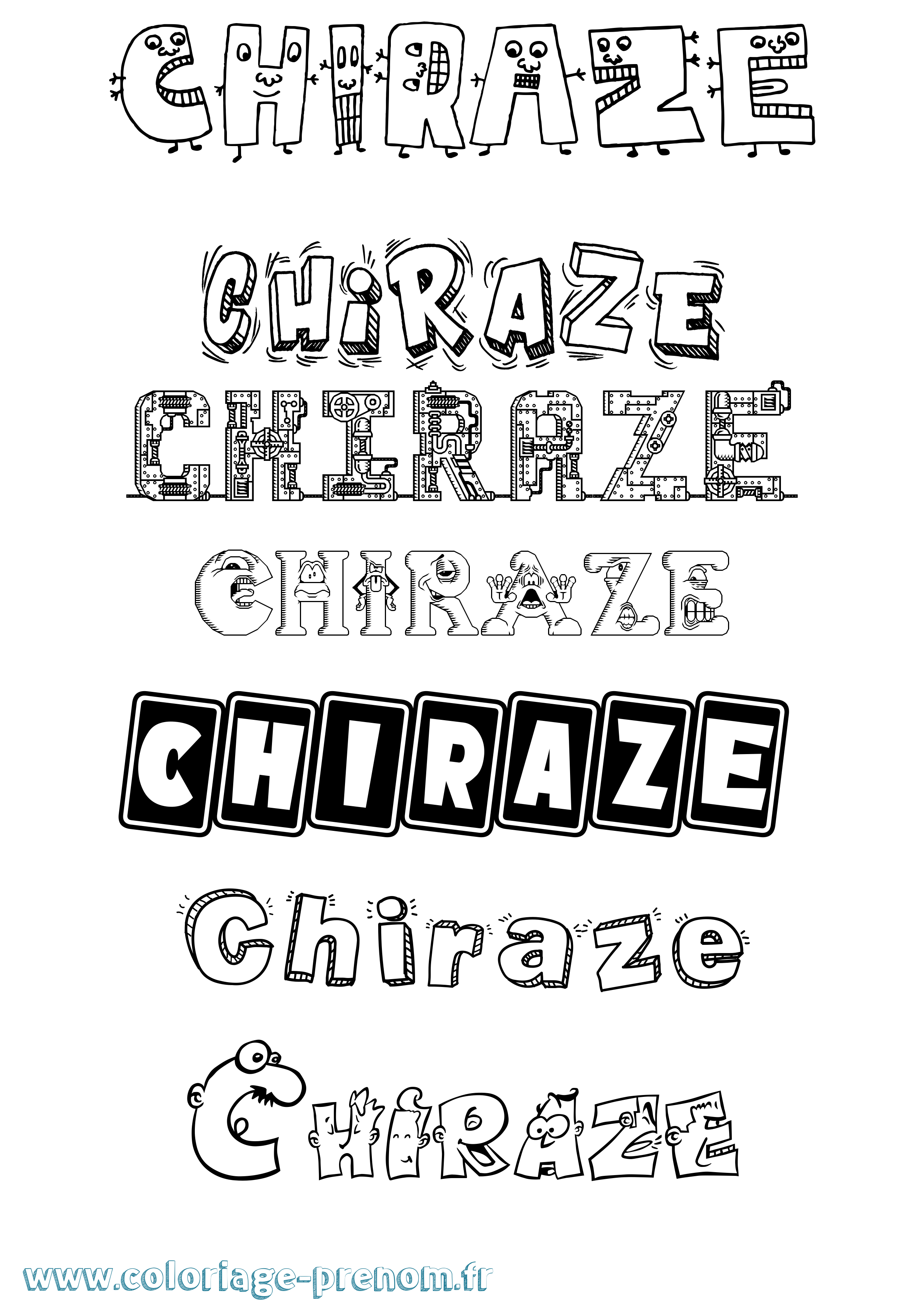 Coloriage prénom Chiraze Fun