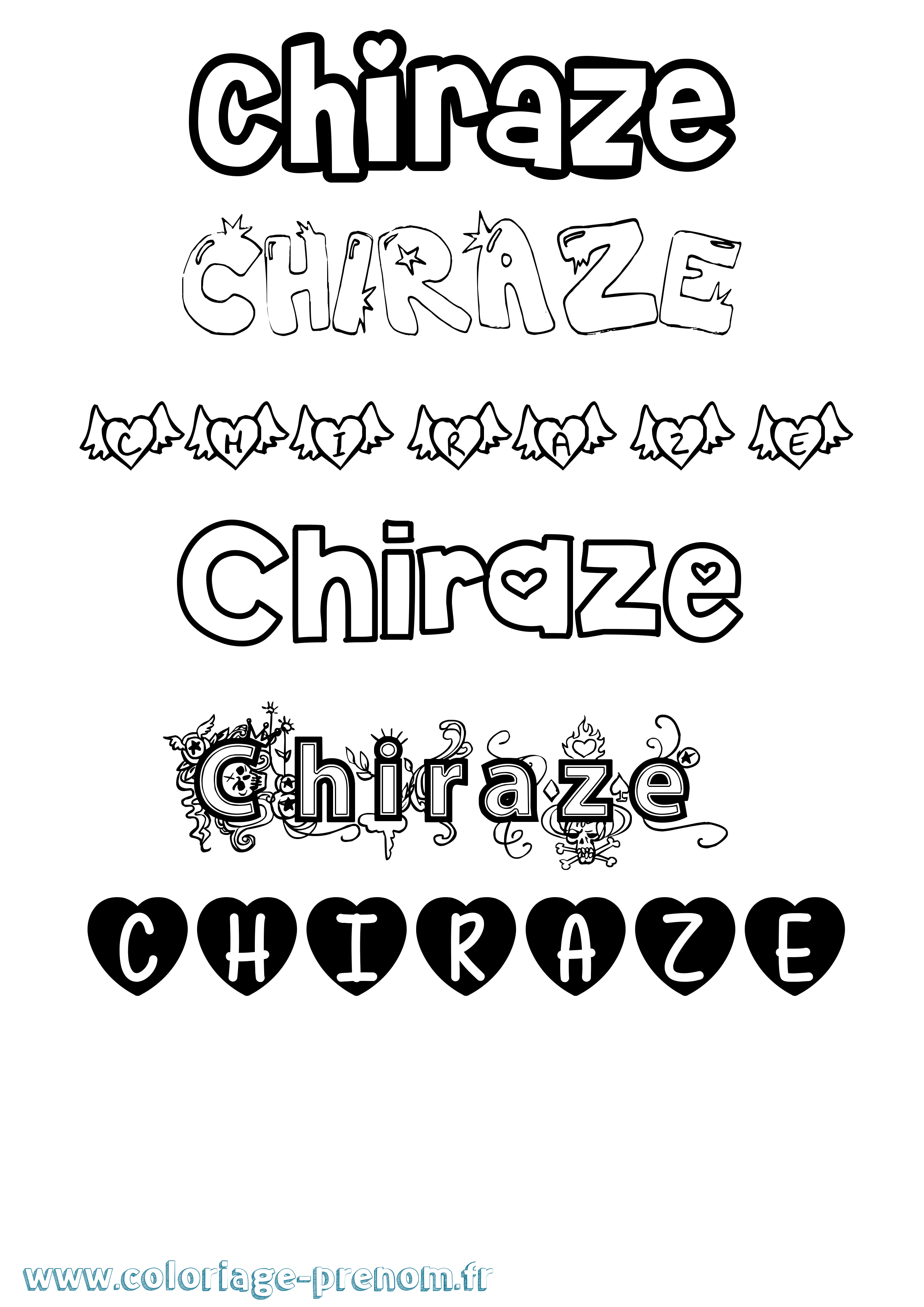 Coloriage prénom Chiraze Girly