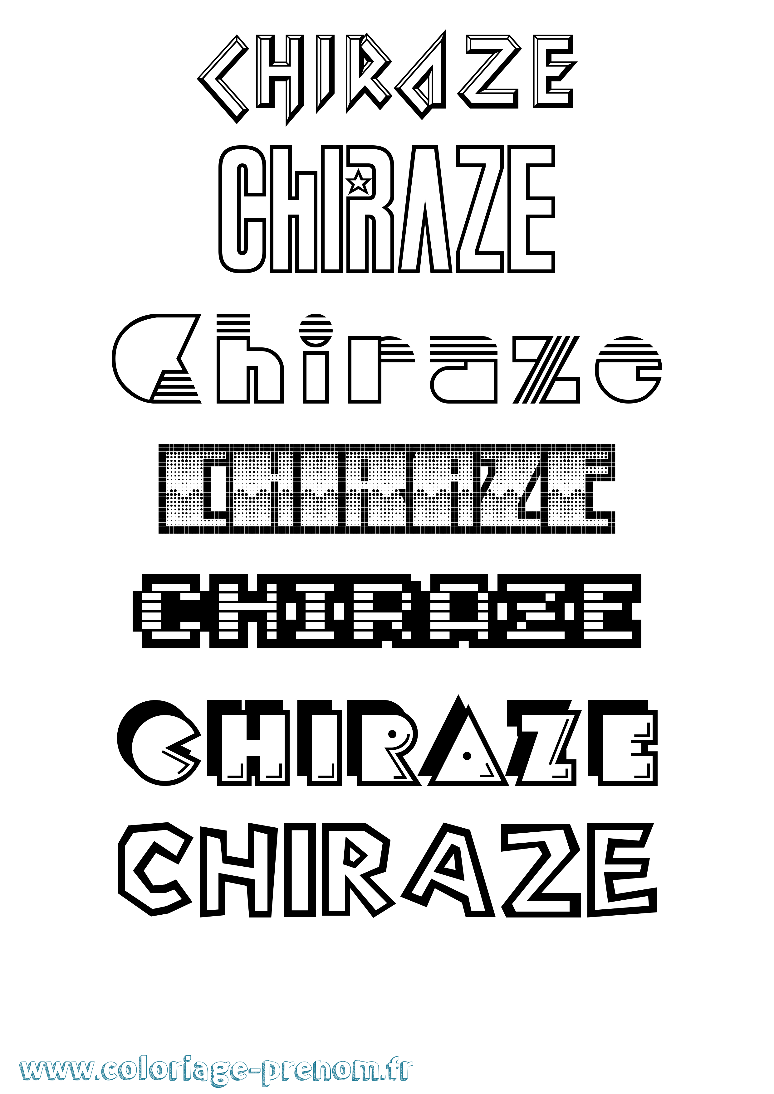 Coloriage prénom Chiraze Jeux Vidéos