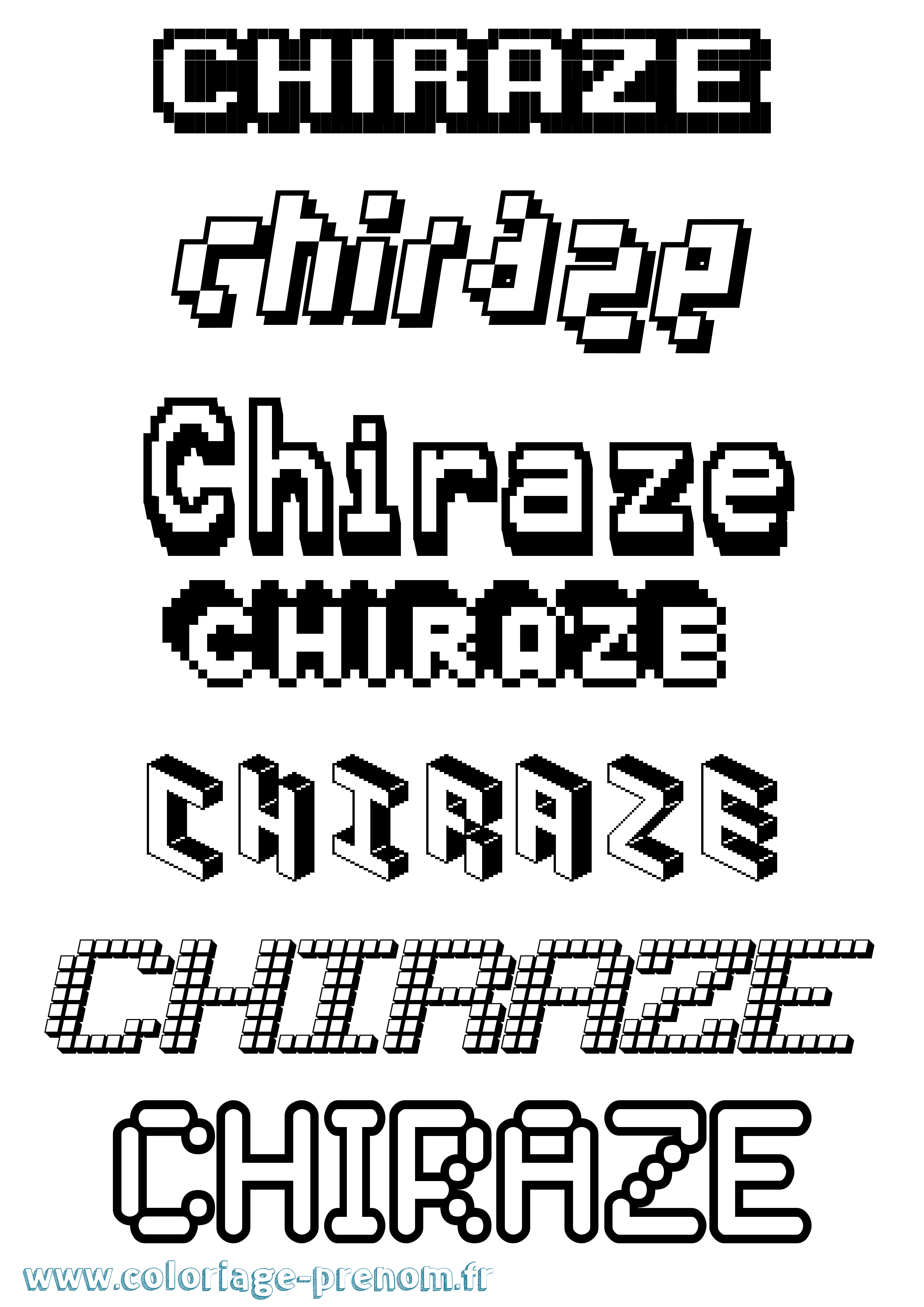 Coloriage prénom Chiraze Pixel