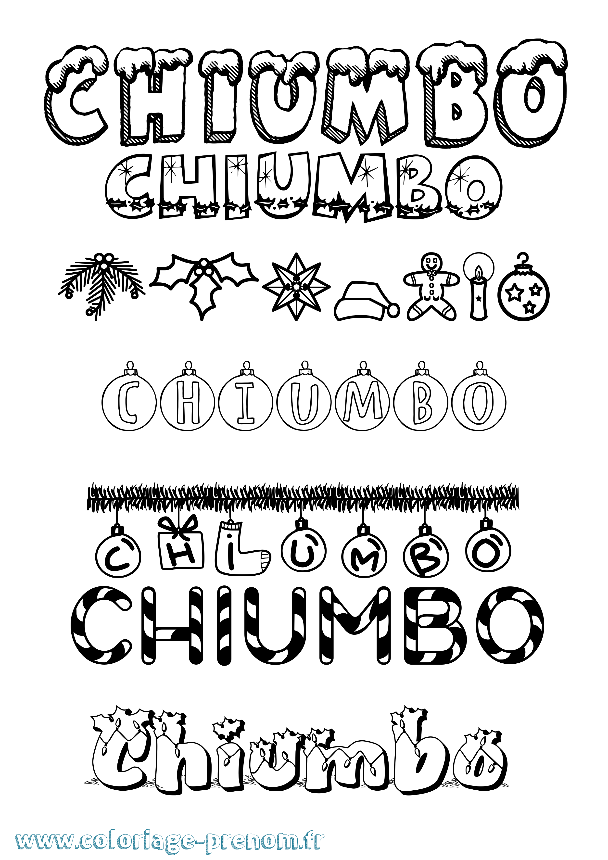 Coloriage prénom Chiumbo Noël