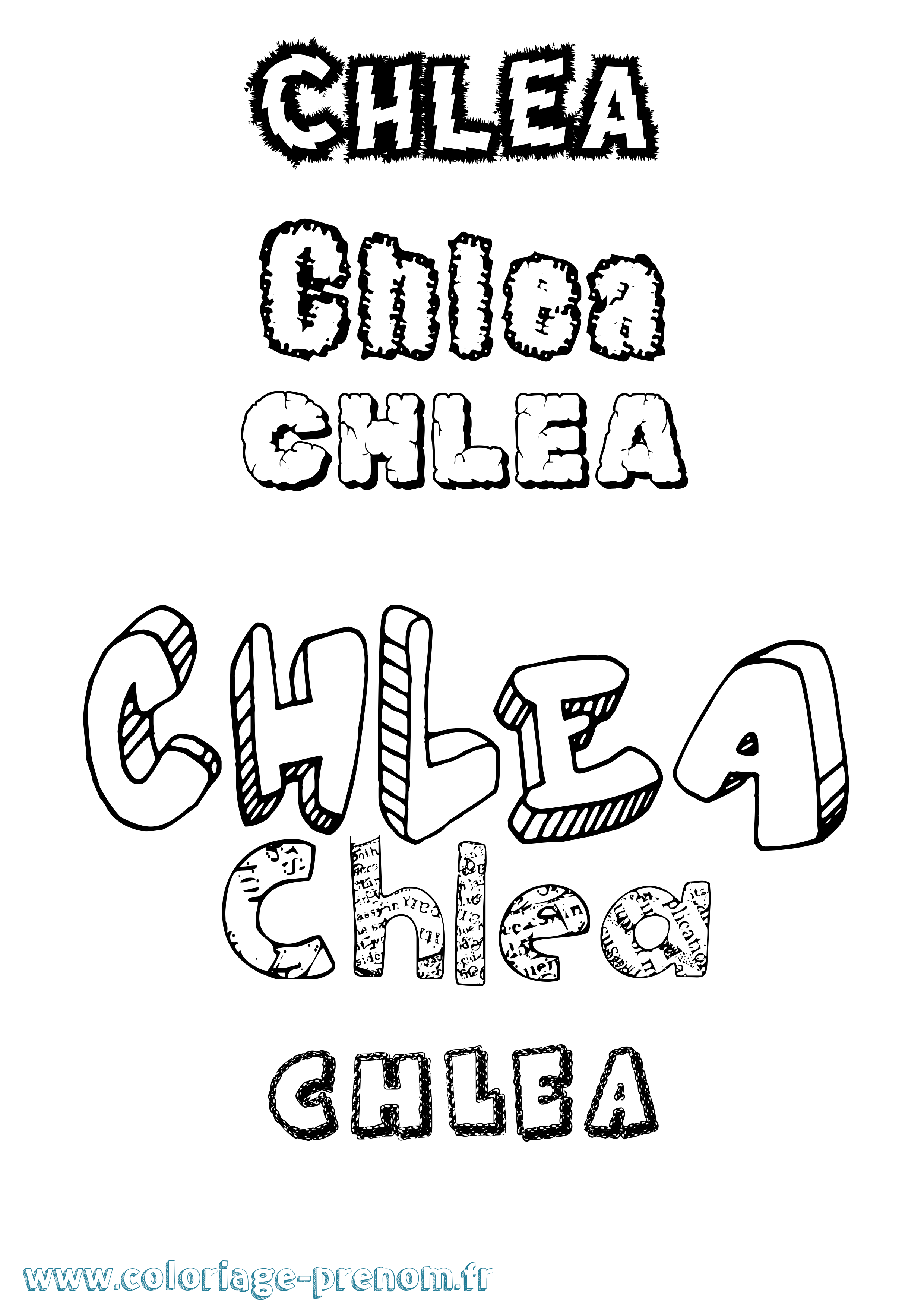 Coloriage prénom Chlea Destructuré